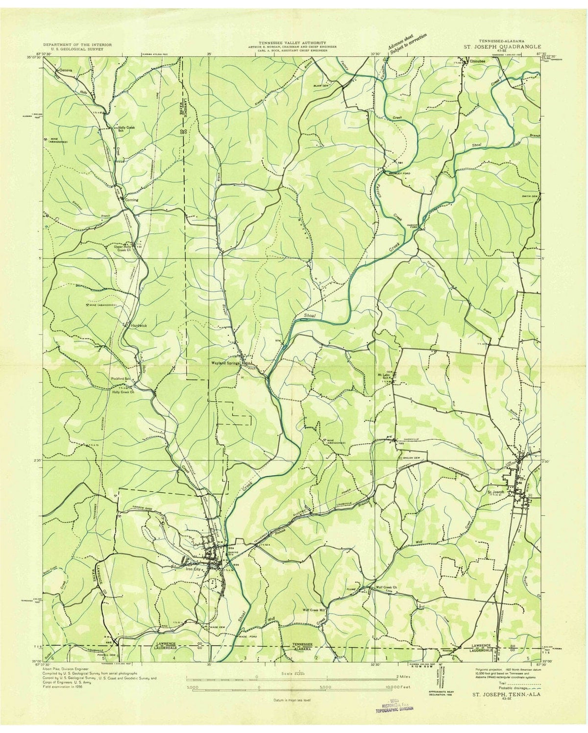 1936 St. Joseph, TN - Tennessee - USGS Topographic Map