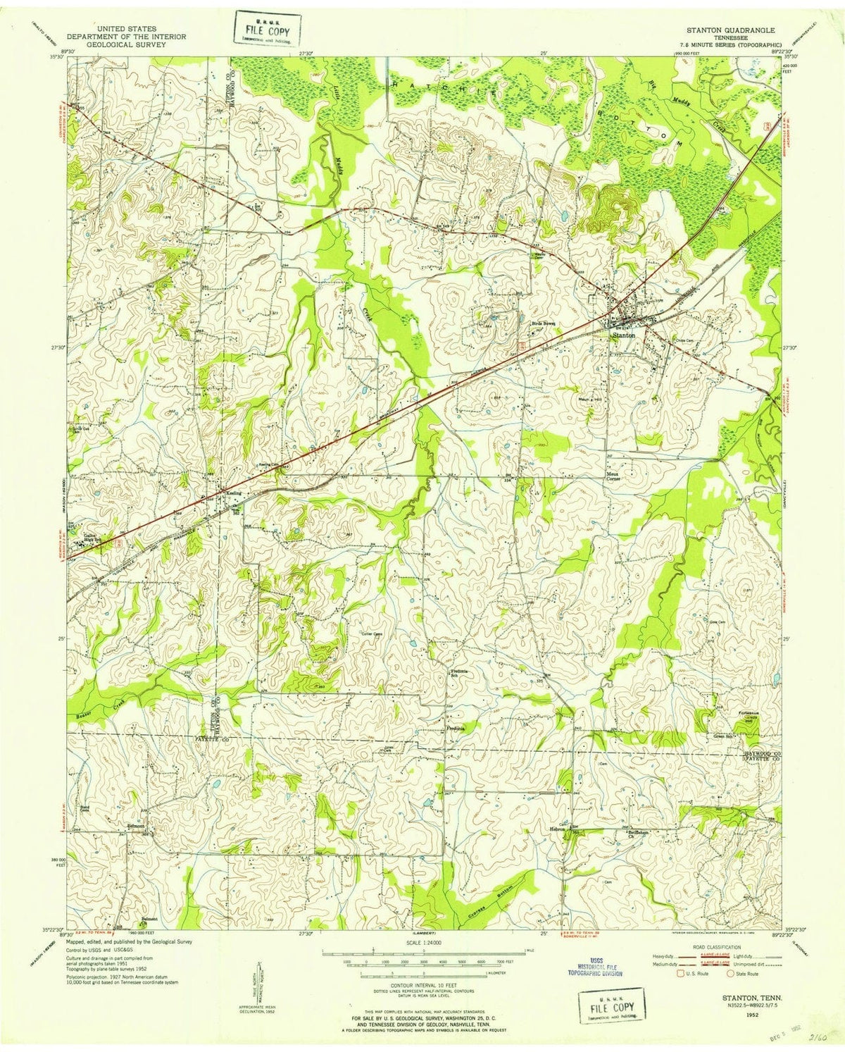 1952 Stanton, TN - Tennessee - USGS Topographic Map
