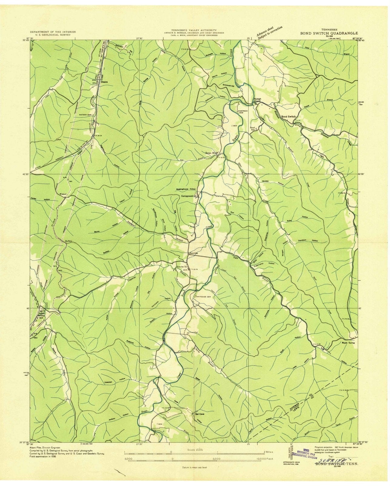 1936 Sunrise, TN - Tennessee - USGS Topographic Map