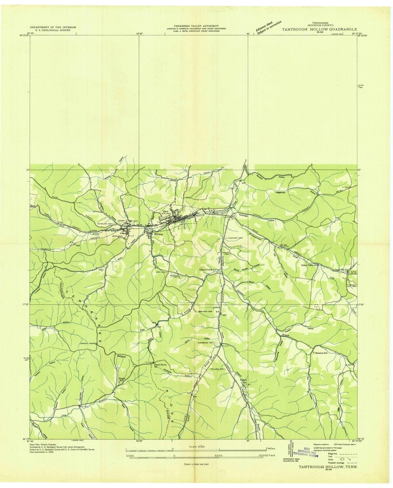 1936 Tantrough Hollow, TN - Tennessee - USGS Topographic Map