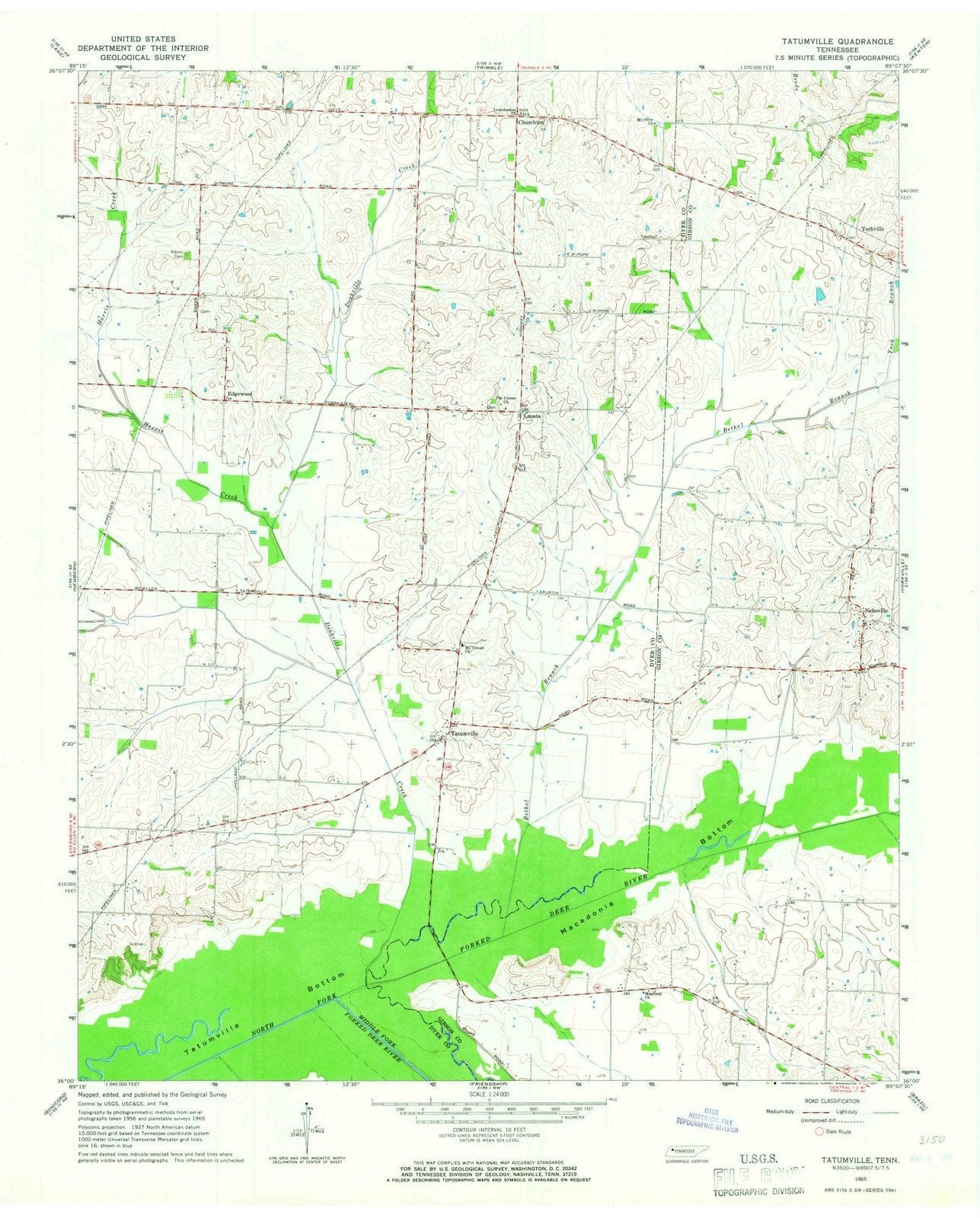 1965 Tatumville, TN - Tennessee - USGS Topographic Map