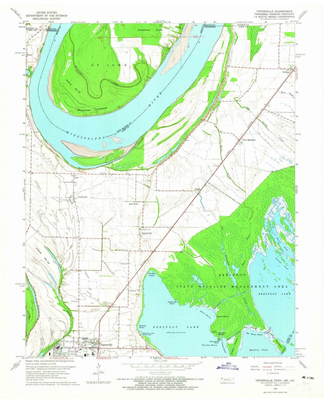 1964 Tiptonville, TN - Tennessee - USGS Topographic Map