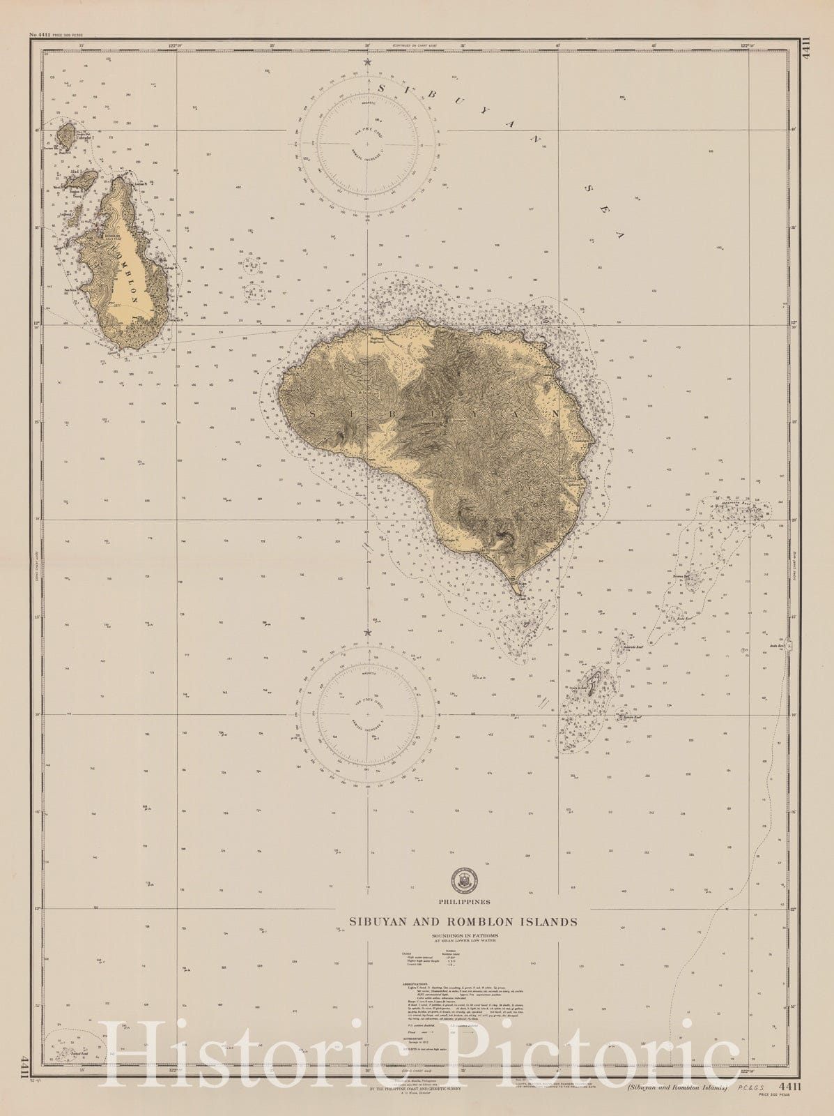 Historic Nautical Map - Sibuyan And Romblon Islands, 1952 NOAA Chart - PHVintage Wall Art