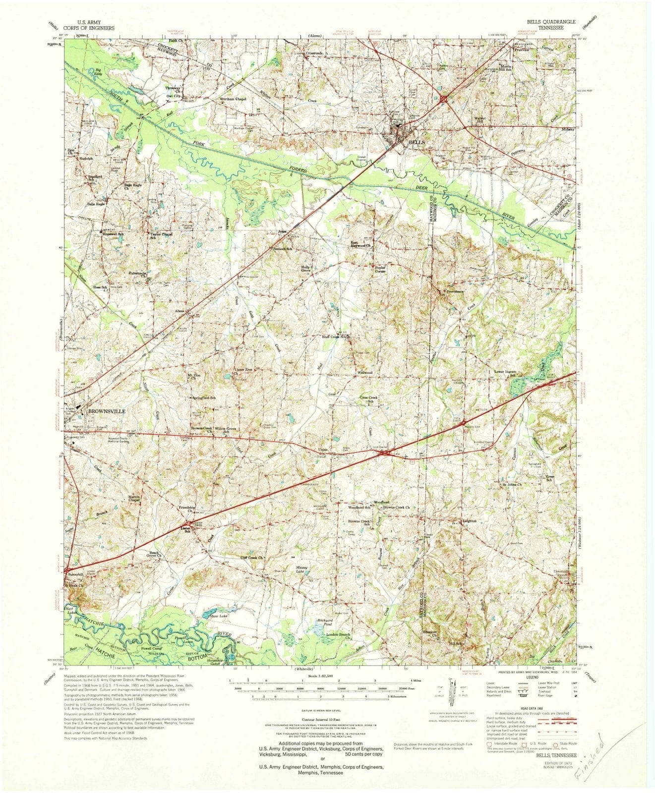 1970 Bells, TN - Tennessee - USGS Topographic Map