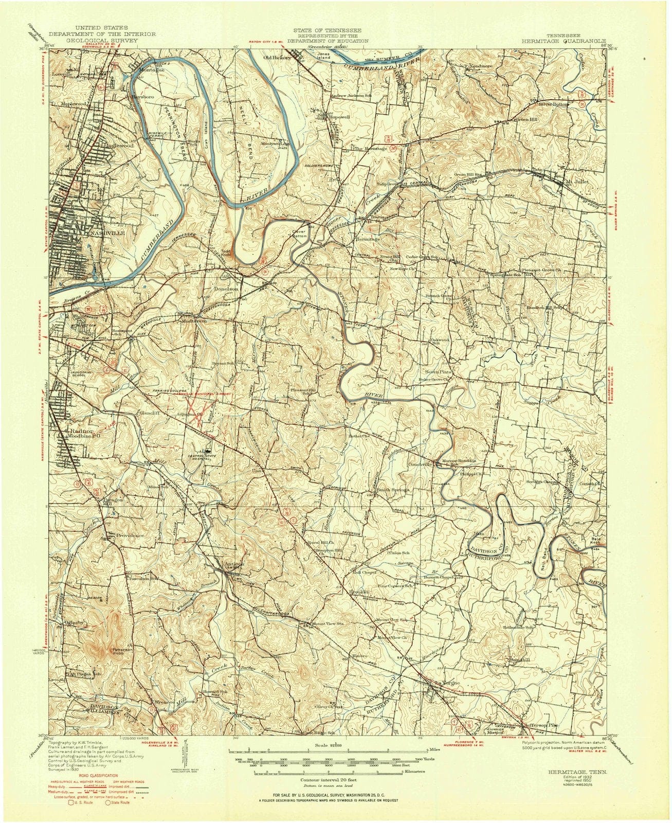 1932 Hermitage, TN - Tennessee - USGS Topographic Map