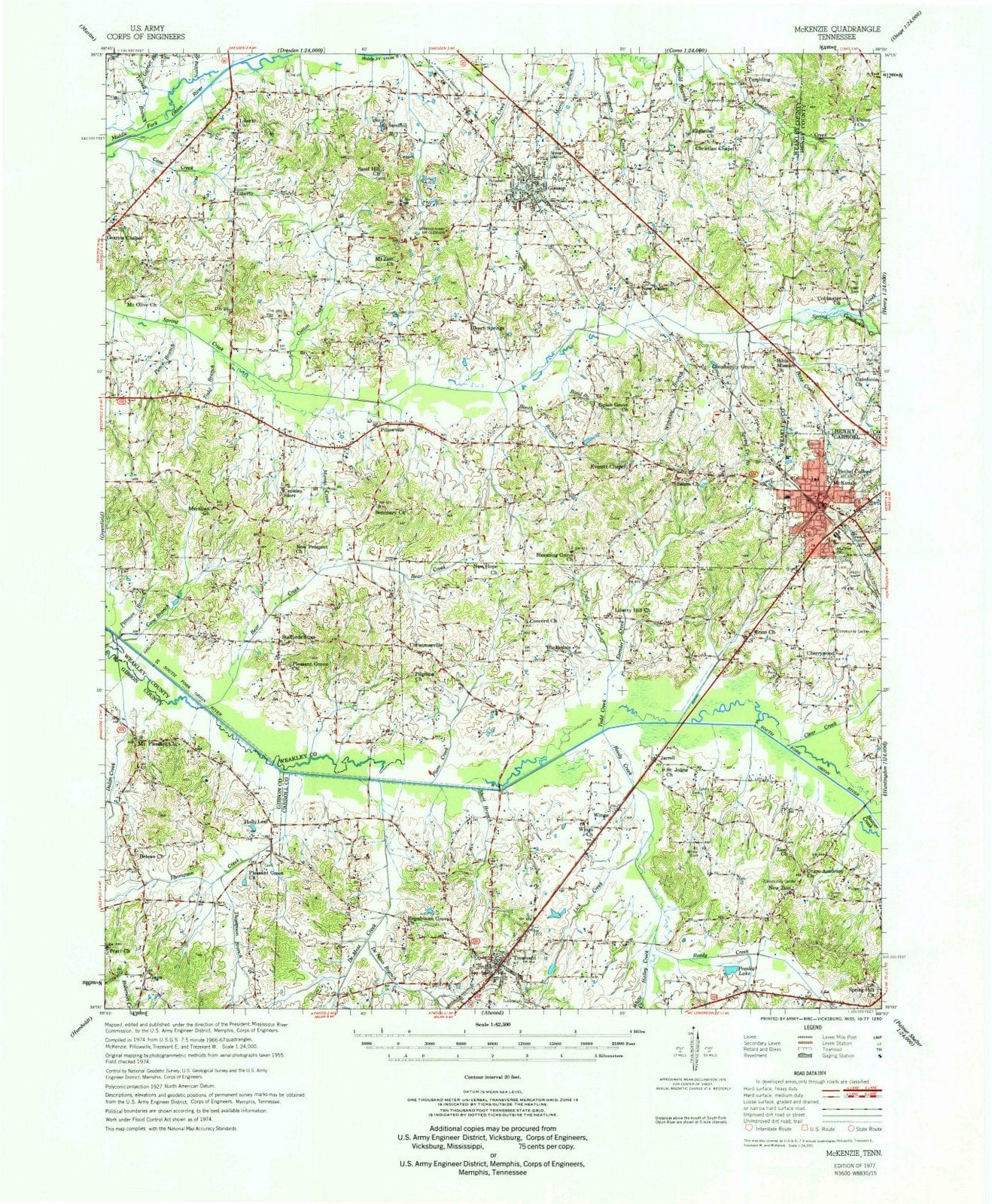 1977 McKenzie, TN - Tennessee - USGS Topographic Map