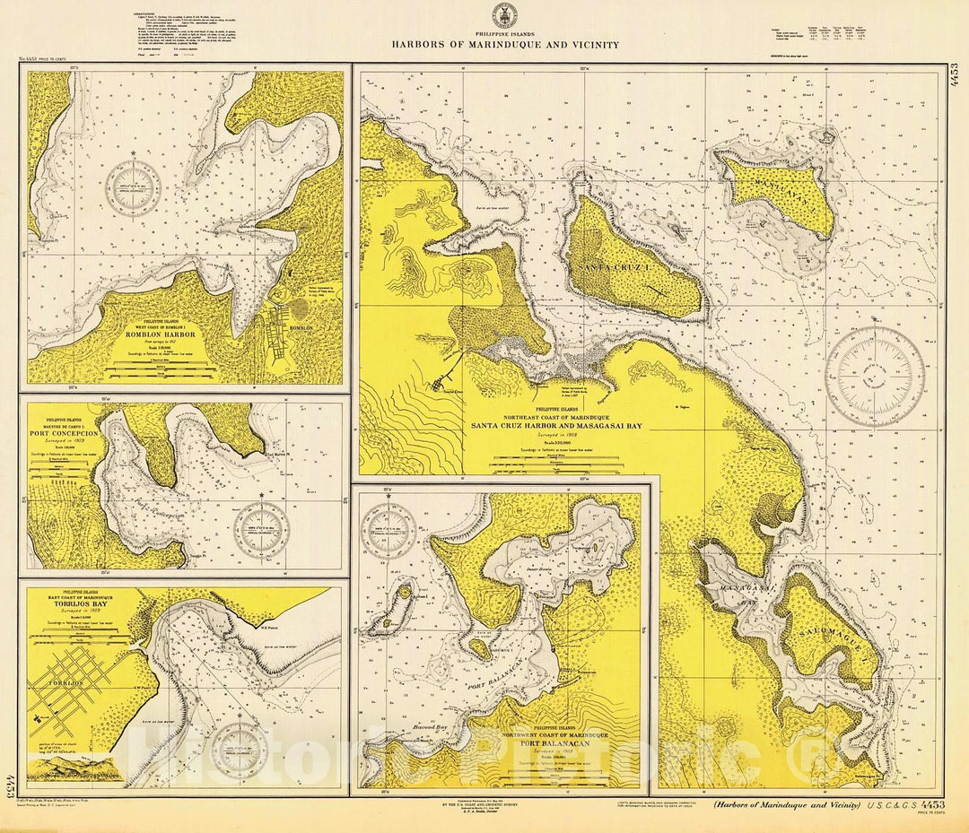 Historic Nautical Map - Harbors Of Marinduque And Vicinity, 1951 NOAA Chart - PHVintage Wall Art