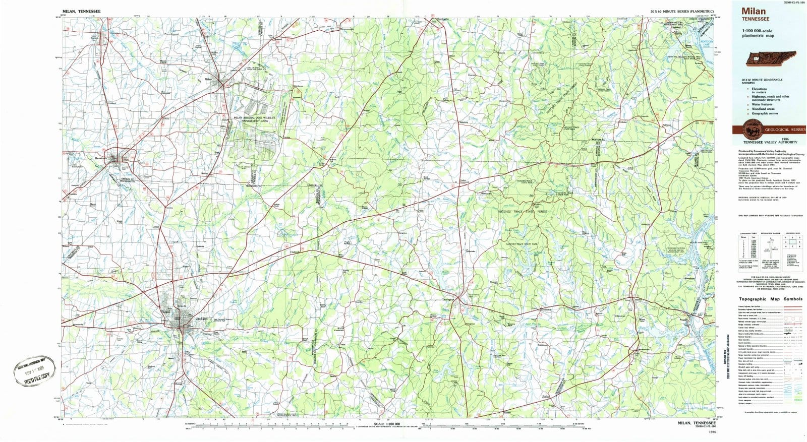 1986 Milan, TN - Tennessee - USGS Topographic Map