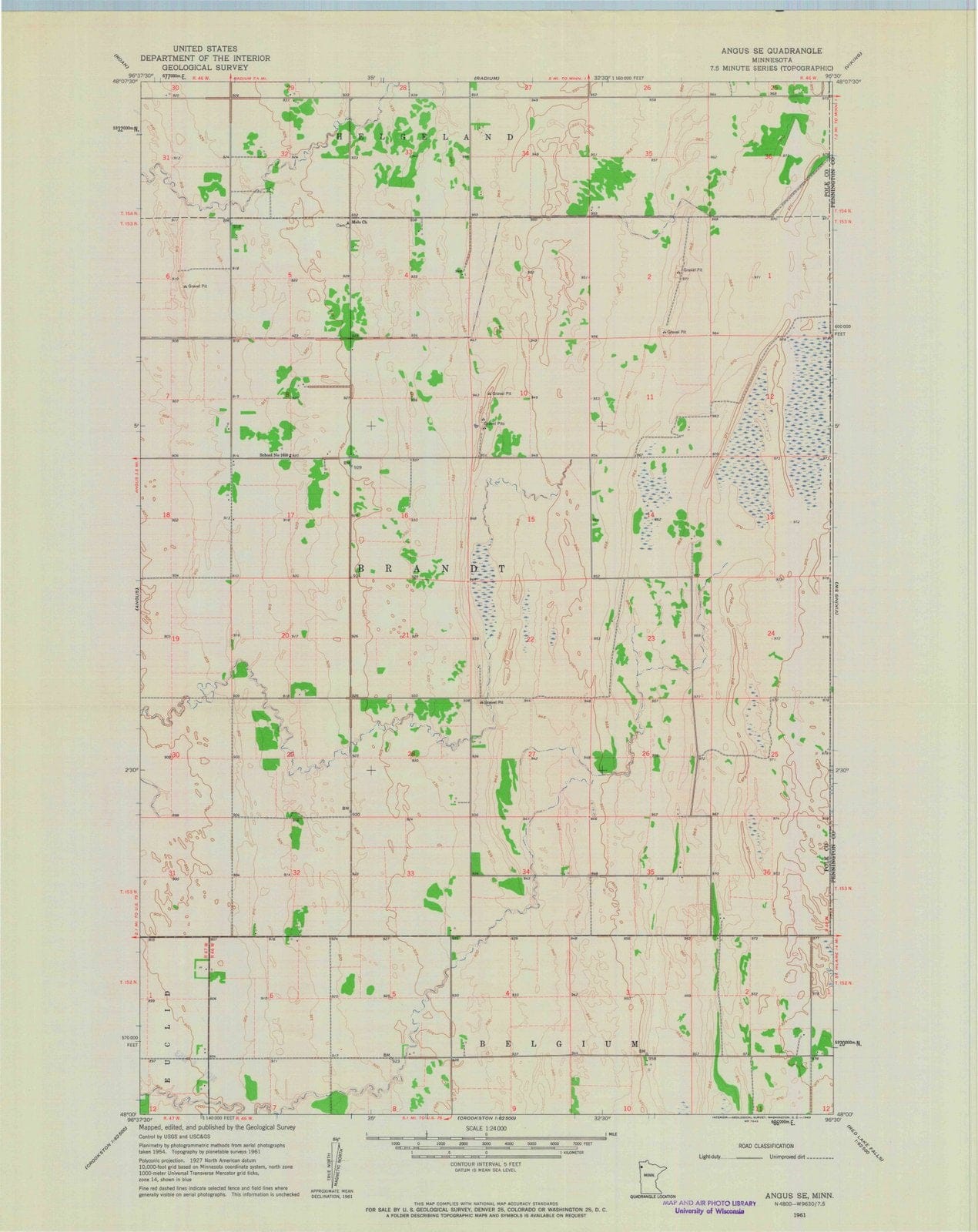 1961 Angus, MN - Minnesota - USGS Topographic Map