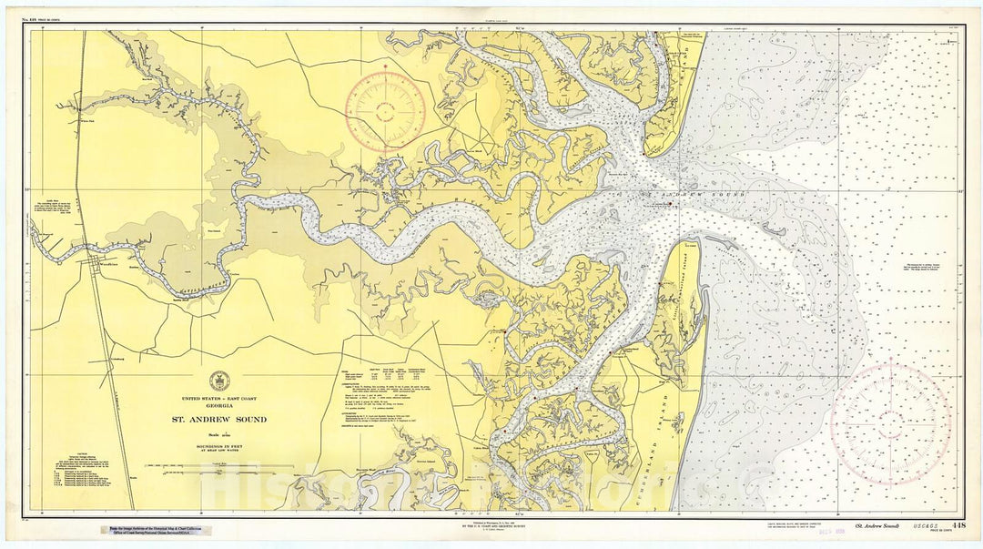Historic Nautical Map - St. Andrew Sound, 1938 NOAA Chart - Georgia (GA) - Vintage Wall Art