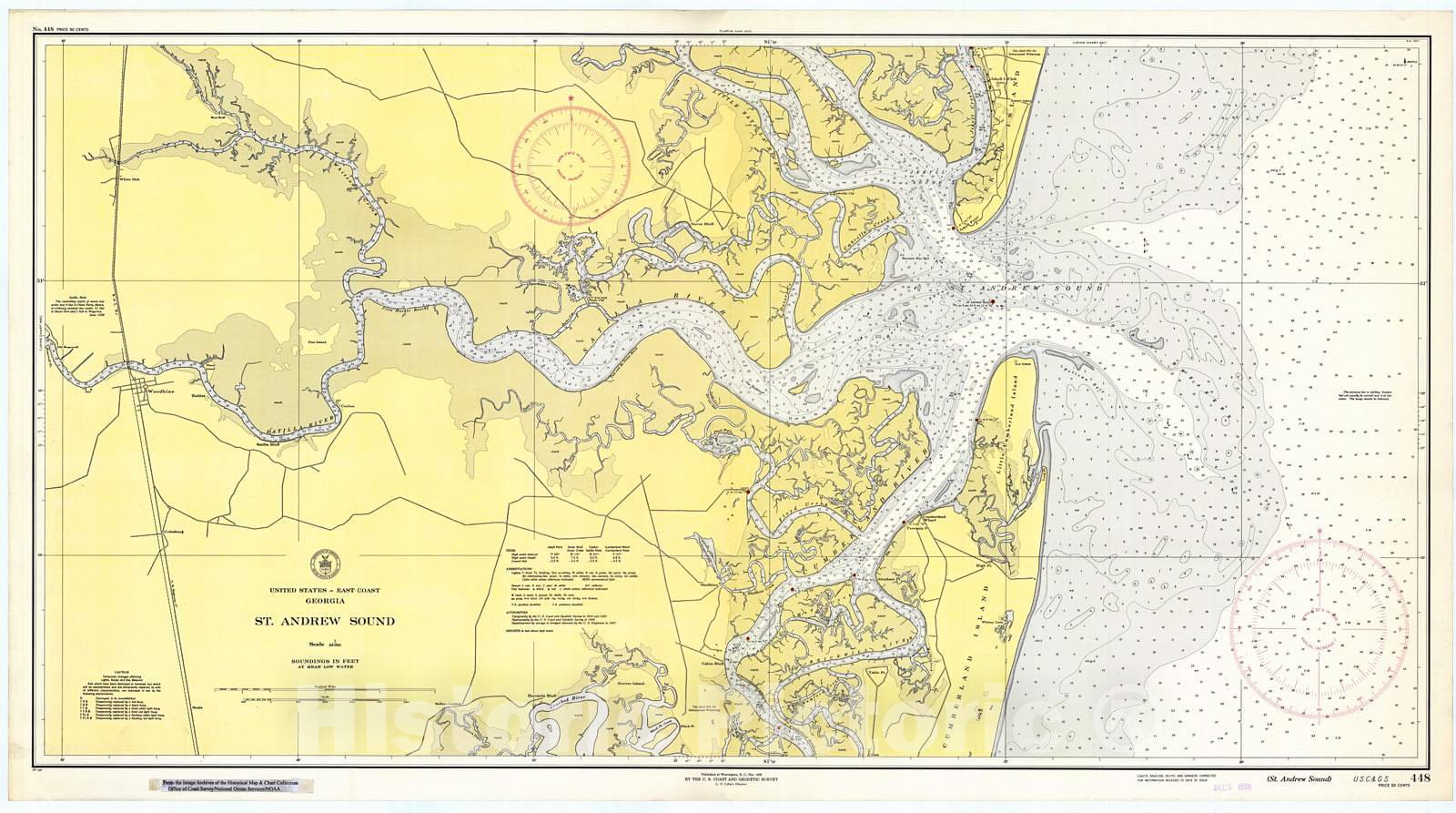 Historic Nautical Map - St. Andrew Sound, 1938 NOAA Chart - Georgia (GA) - Vintage Wall Art