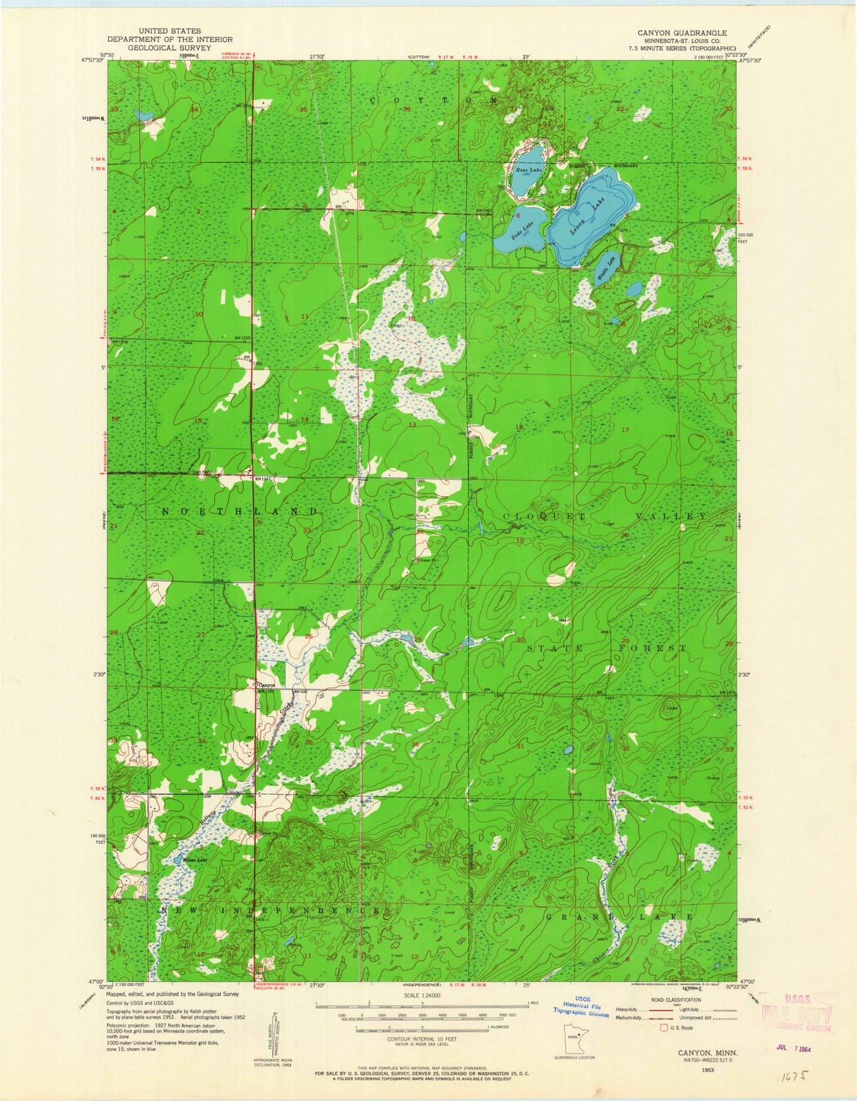 1953 Canyon, MN - Minnesota - USGS Topographic Map