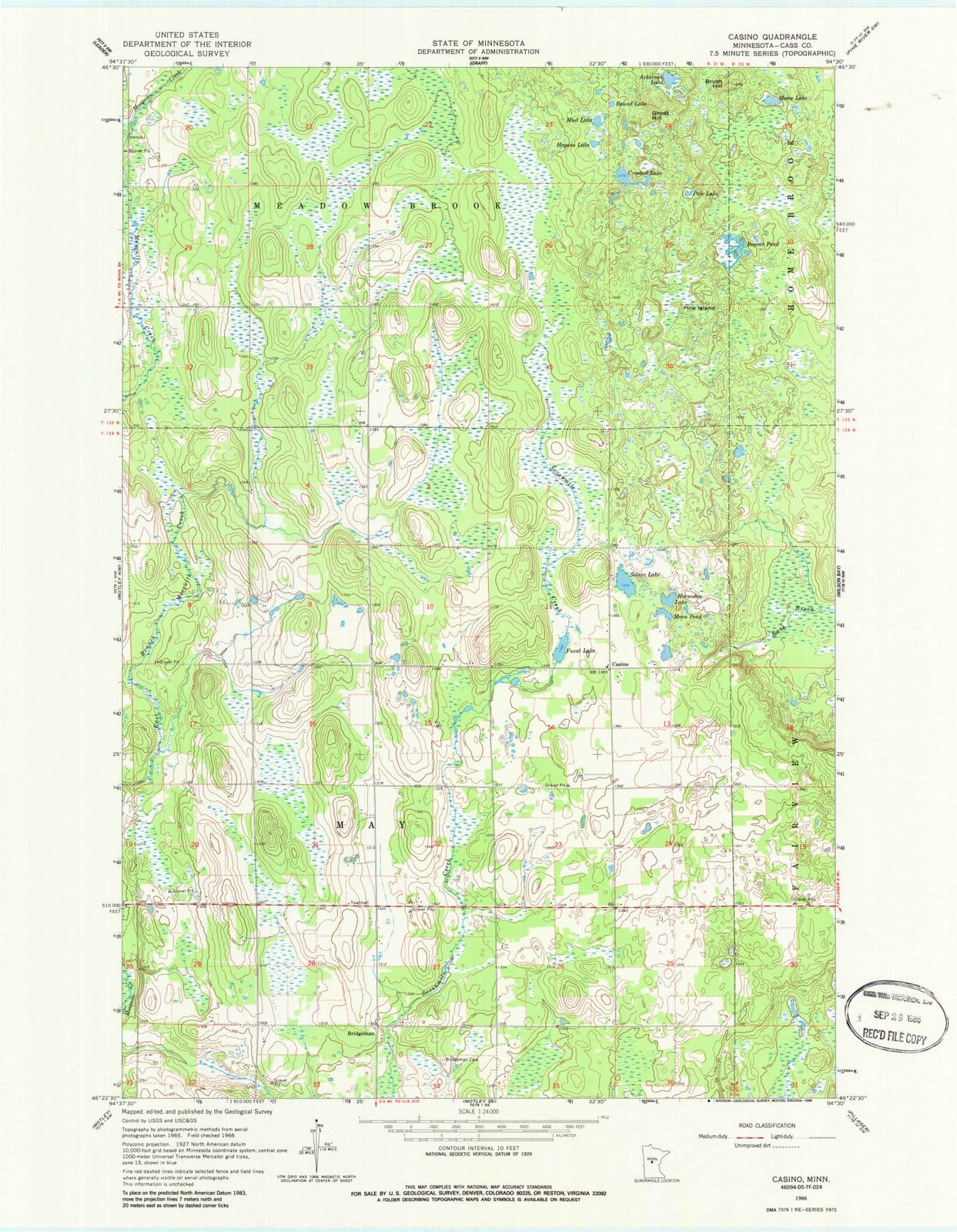 1966 Casino, MN - Minnesota - USGS Topographic Map