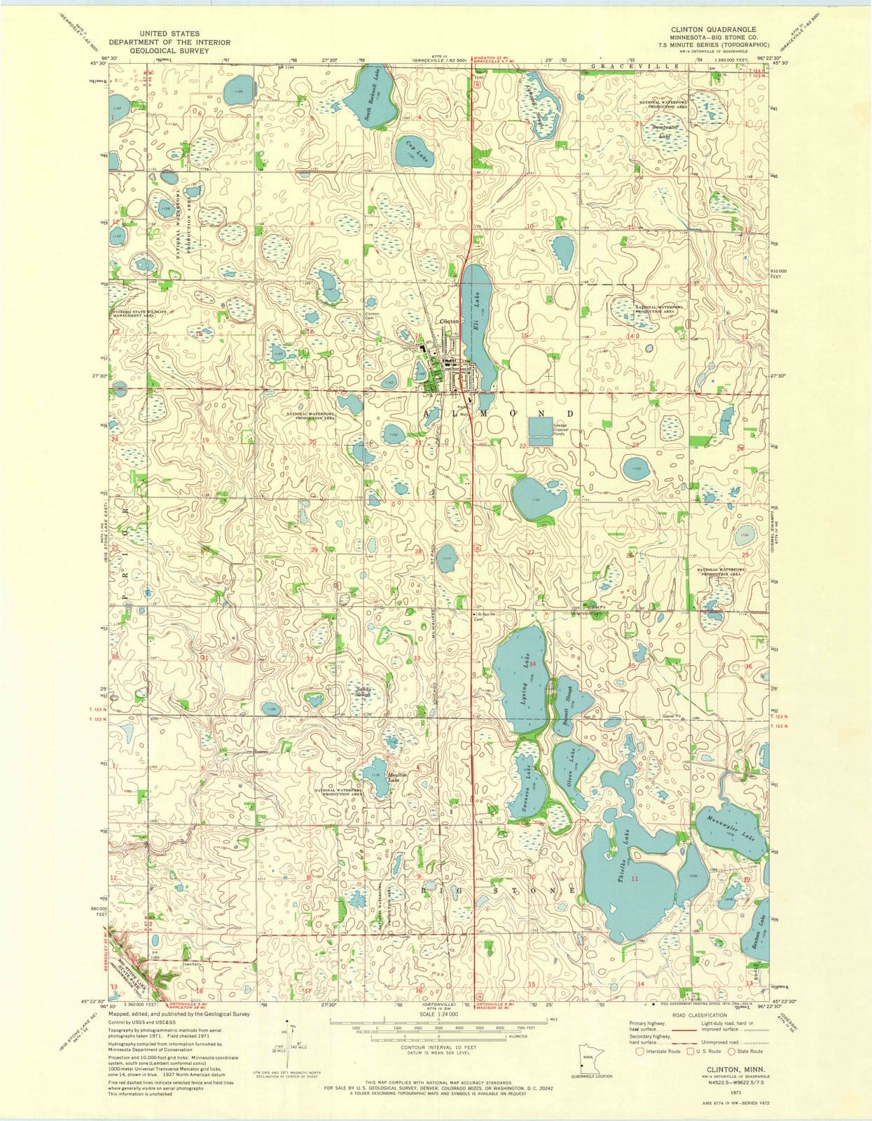 1971 Clinton, MN - Minnesota - USGS Topographic Map