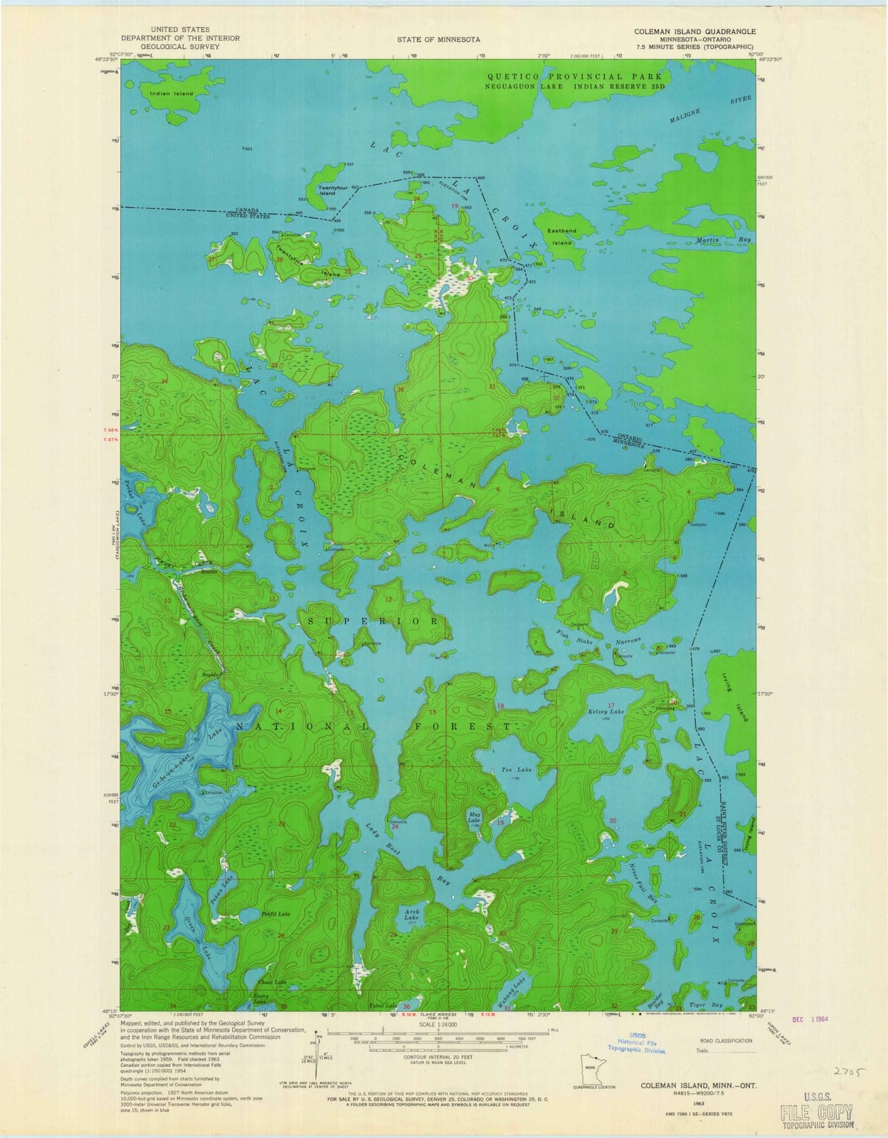 1963 Coleman Island, MN - Minnesota - USGS Topographic Map