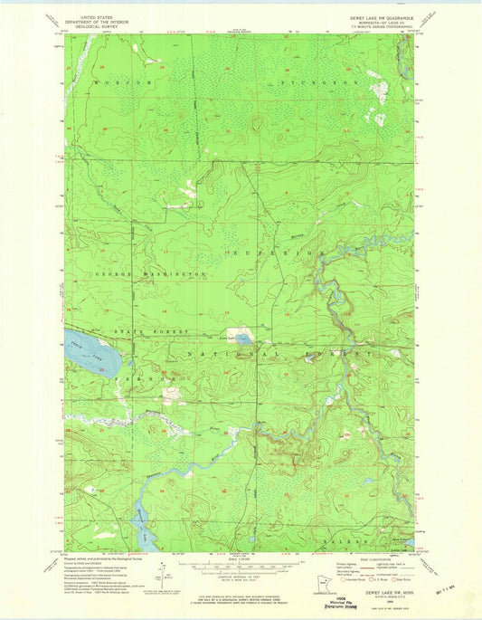 1955 Dewey Lake, MN - Minnesota - USGS Topographic Map