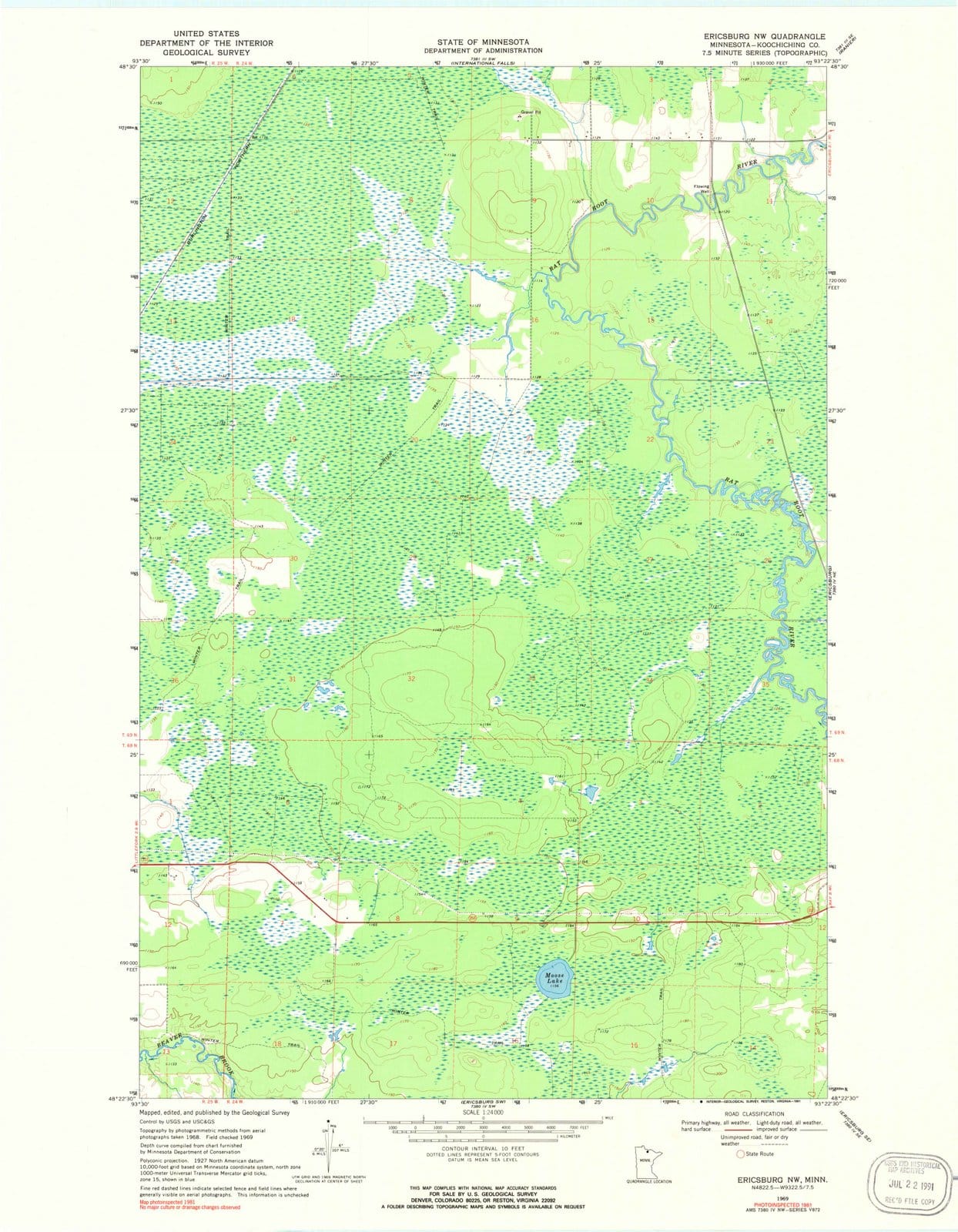 1969 Ericsburg, MN - Minnesota - USGS Topographic Map