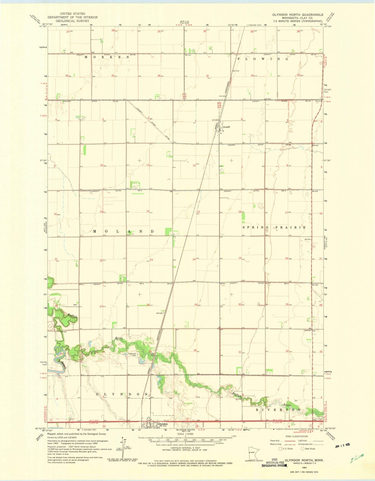1964 Glyndon North, MN - Minnesota - USGS Topographic Map