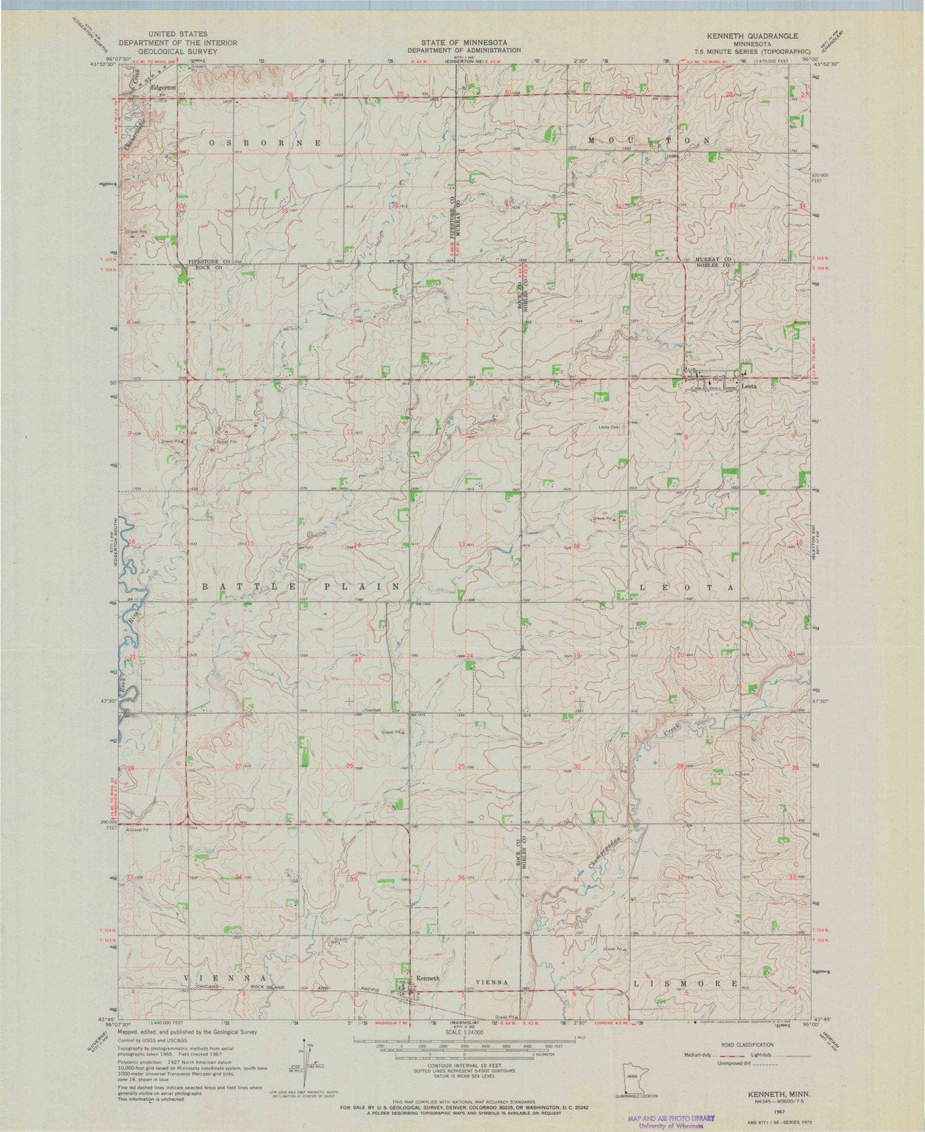 1967 Kenneth, MN - Minnesota - USGS Topographic Map