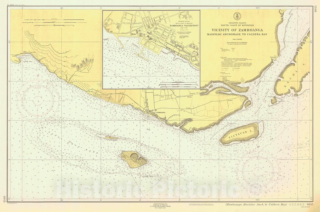 Historic Nautical Map - Zamboanga Masinloc Anch To Caldera Bay, 1951 NOAA Chart - PHVintage Wall Art