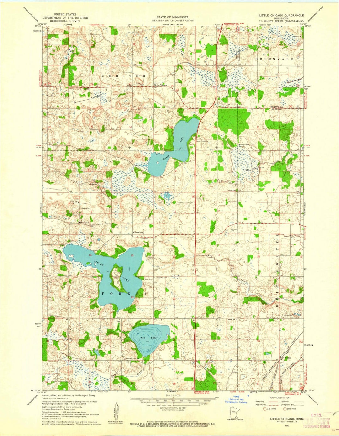 1960 Little Chicago, MN - Minnesota - USGS Topographic Map