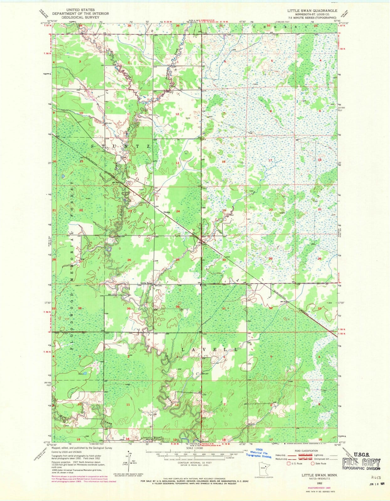 1952 Littlean, MN - Minnesota - USGS Topographic Map