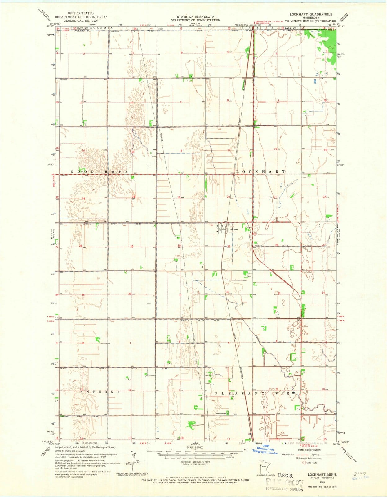 1965 Lockhart, MN - Minnesota - USGS Topographic Map
