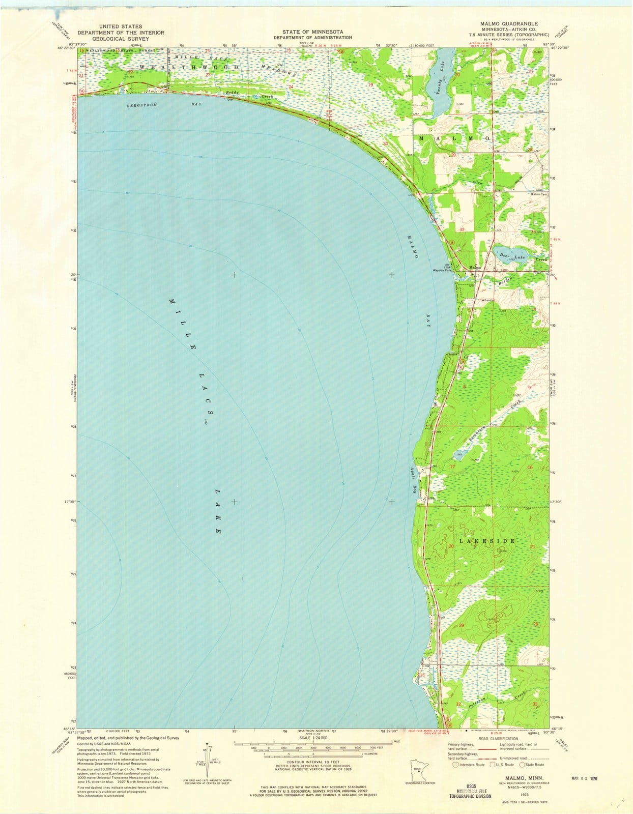 1973 Malmo, MN - Minnesota - USGS Topographic Map
