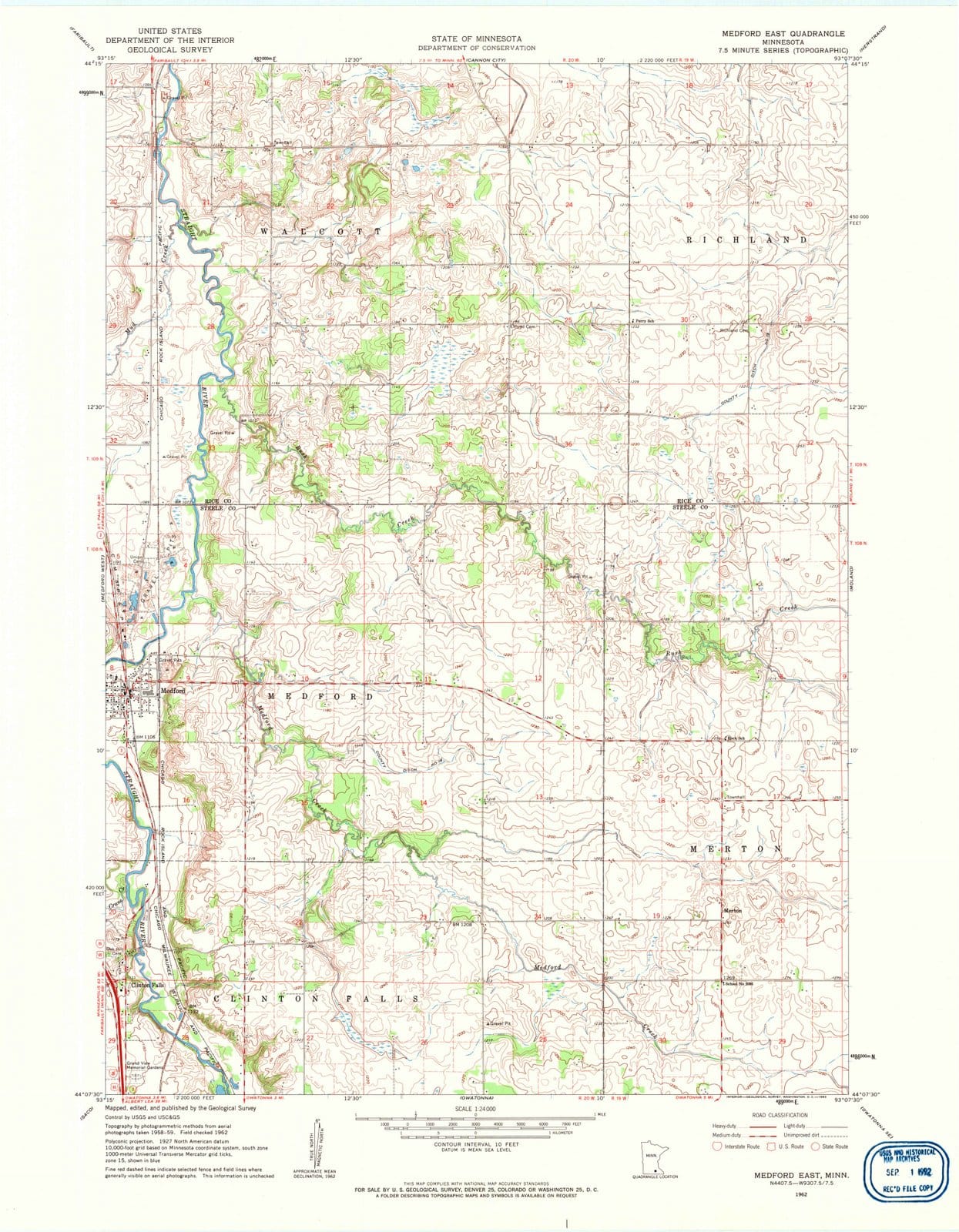 1962 Medford East, MN - Minnesota - USGS Topographic Map