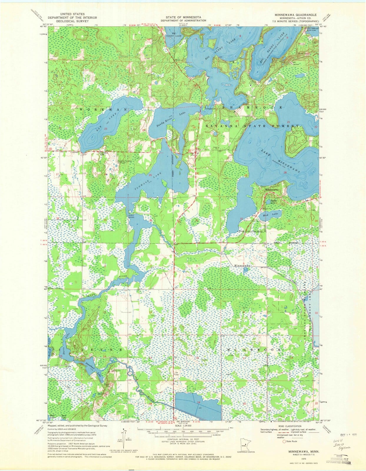 1970 Minnewawa, MN - Minnesota - USGS Topographic Map