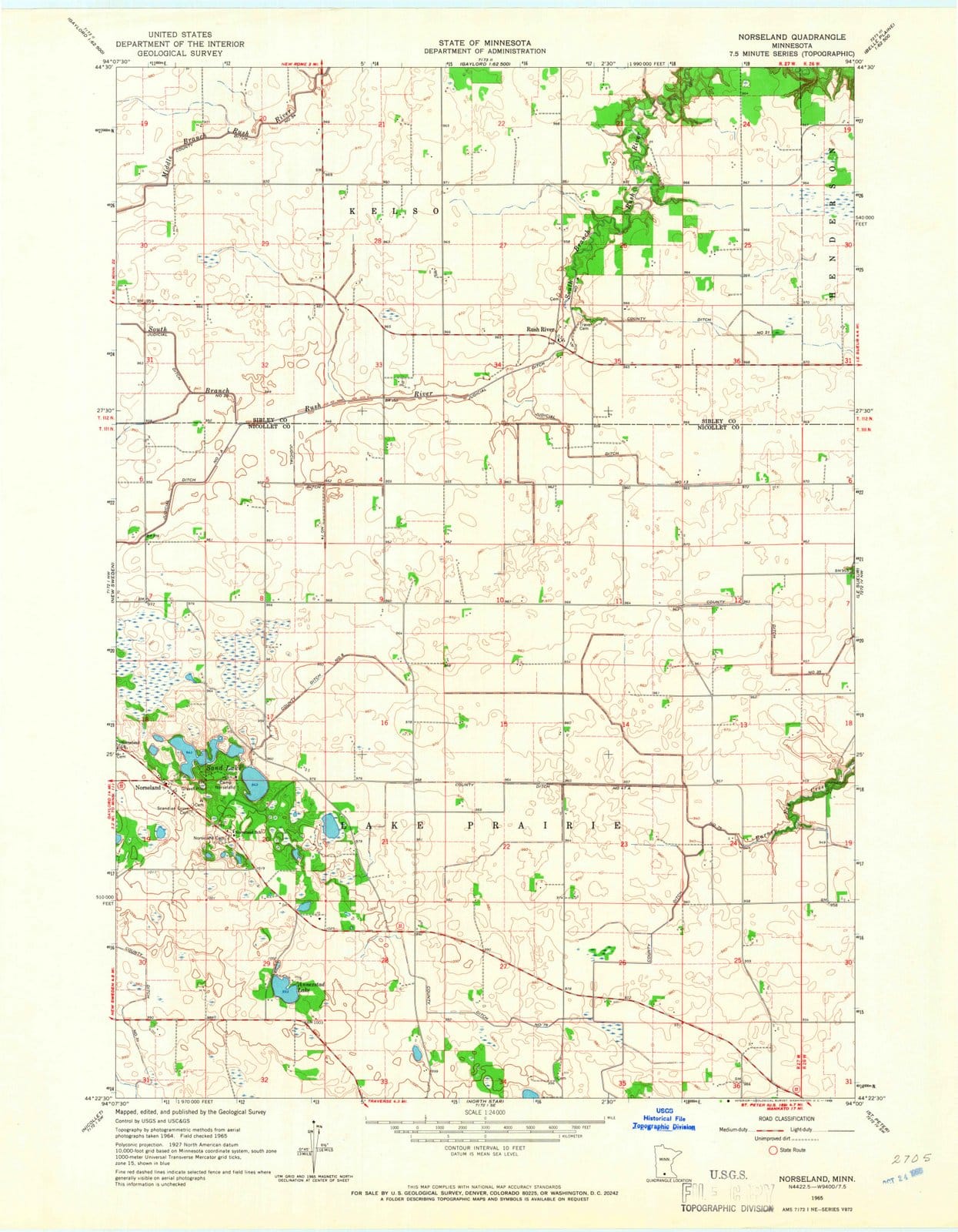 1965 Norseland, MN - Minnesota - USGS Topographic Map