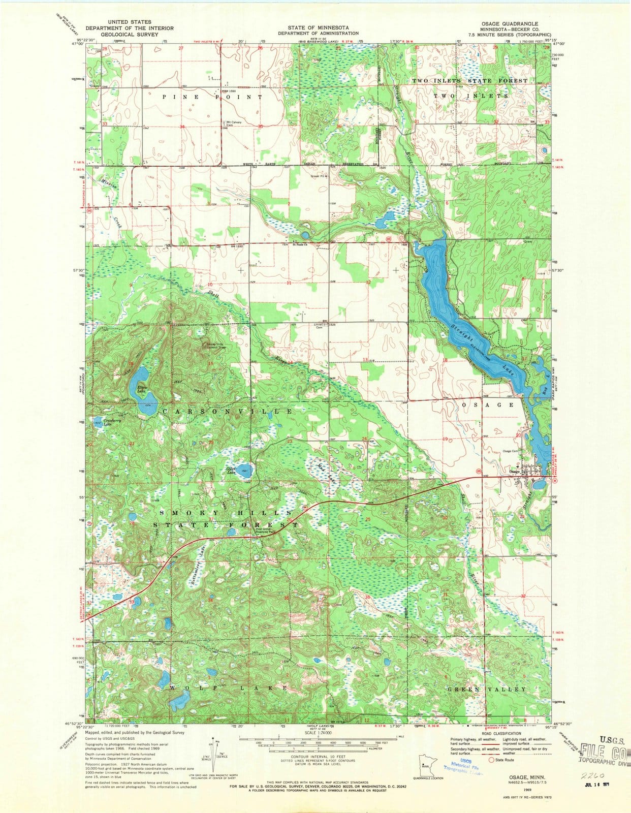 1969 Osage, MN - Minnesota - USGS Topographic Map