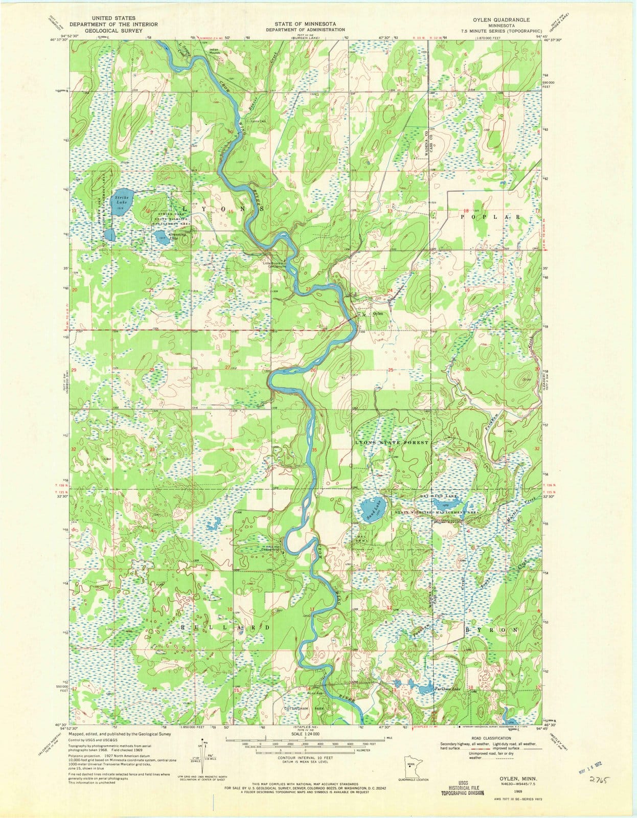 1969 Oylen, MN - Minnesota - USGS Topographic Map