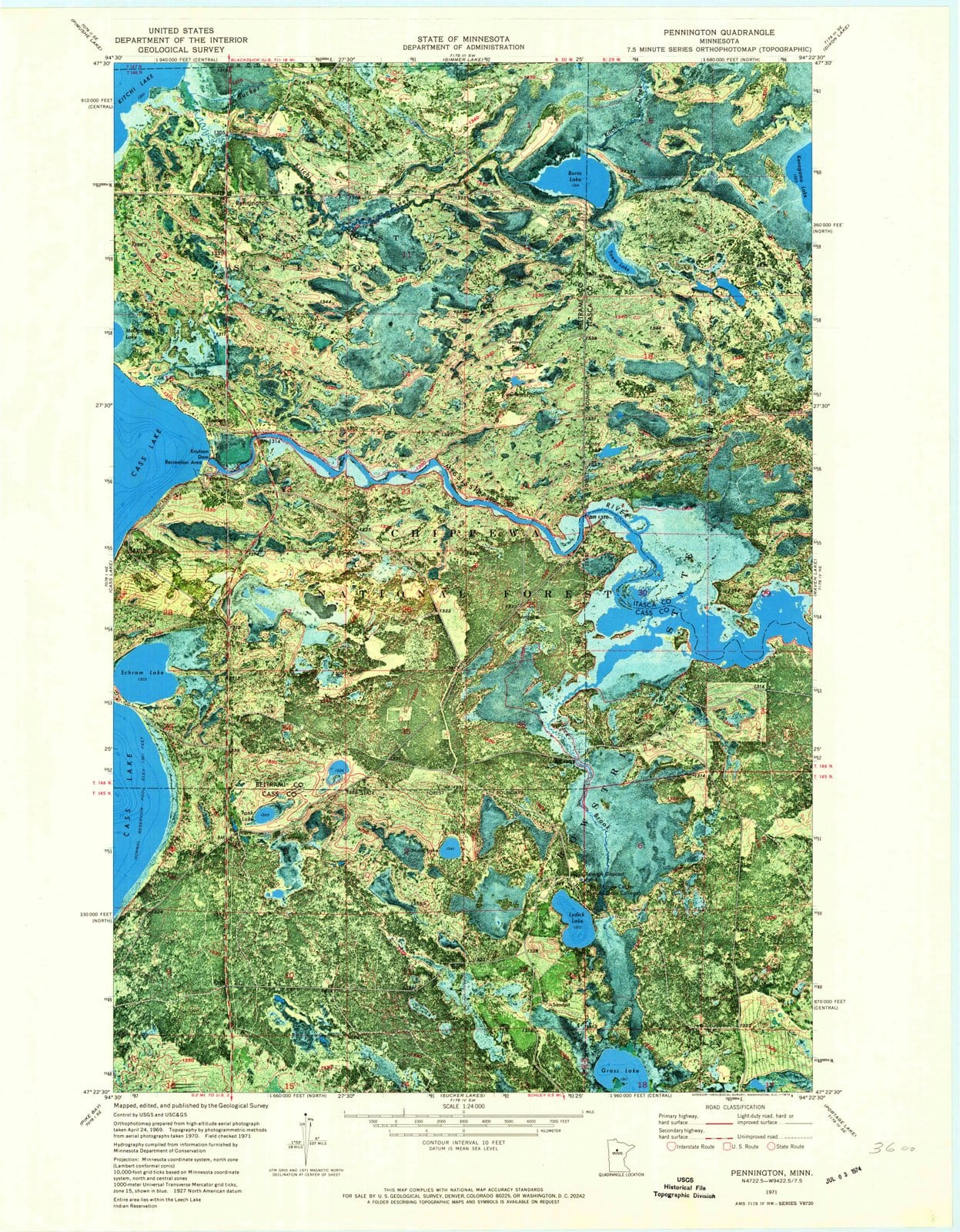 1971 Pennington, MN - Minnesota - USGS Topographic Map