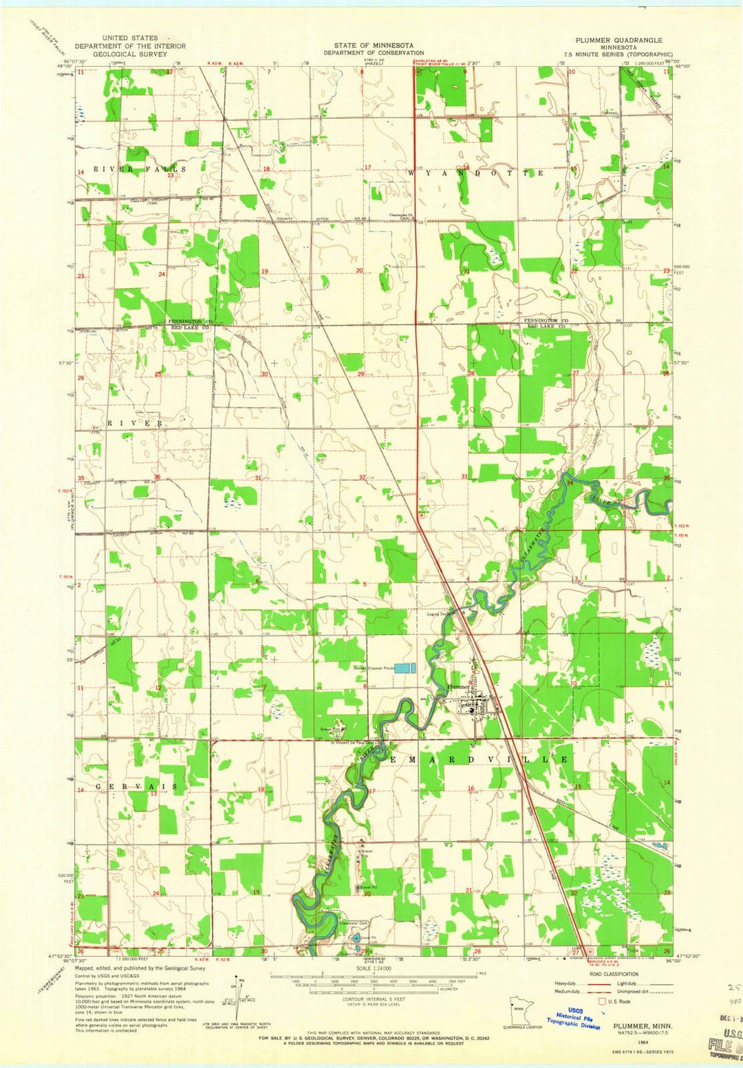 1964 Plummer, MN - Minnesota - USGS Topographic Map