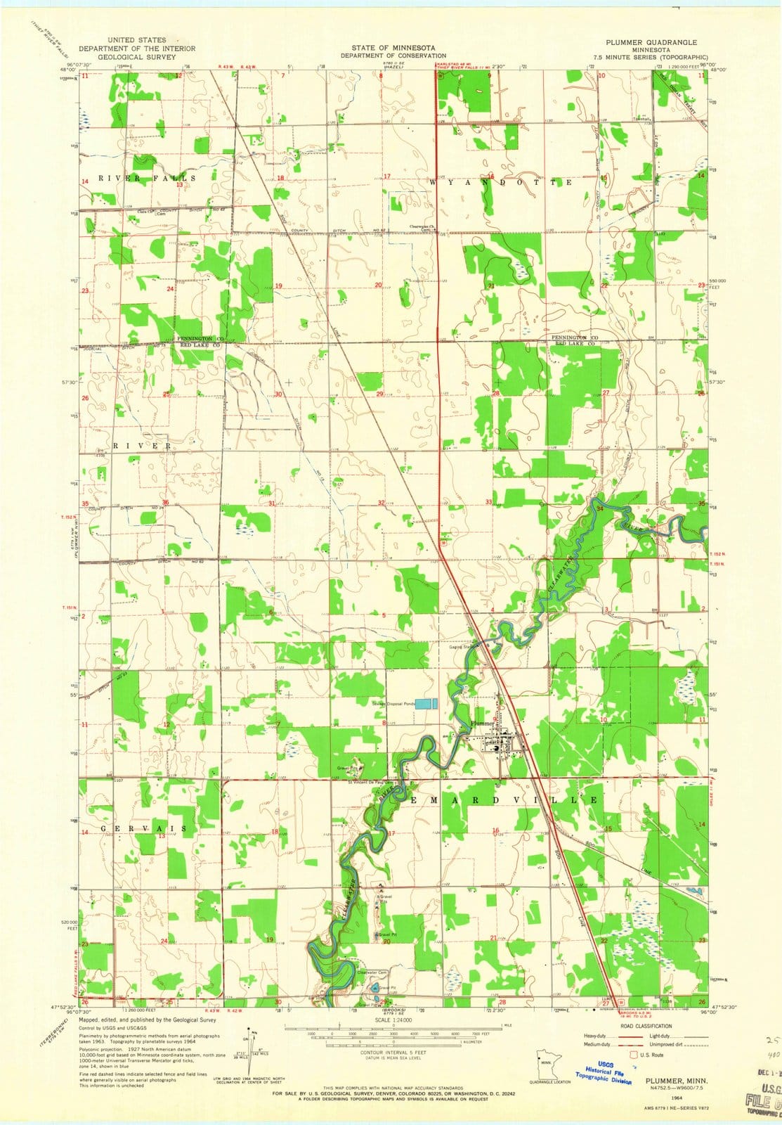 1964 Plummer, MN - Minnesota - USGS Topographic Map