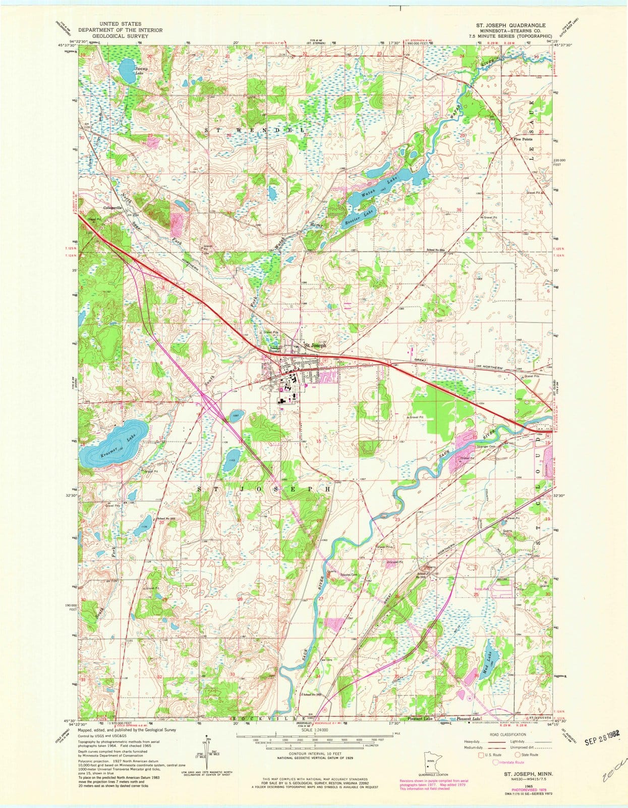 1965 St Joseph, MN - Minnesota - USGS Topographic Map