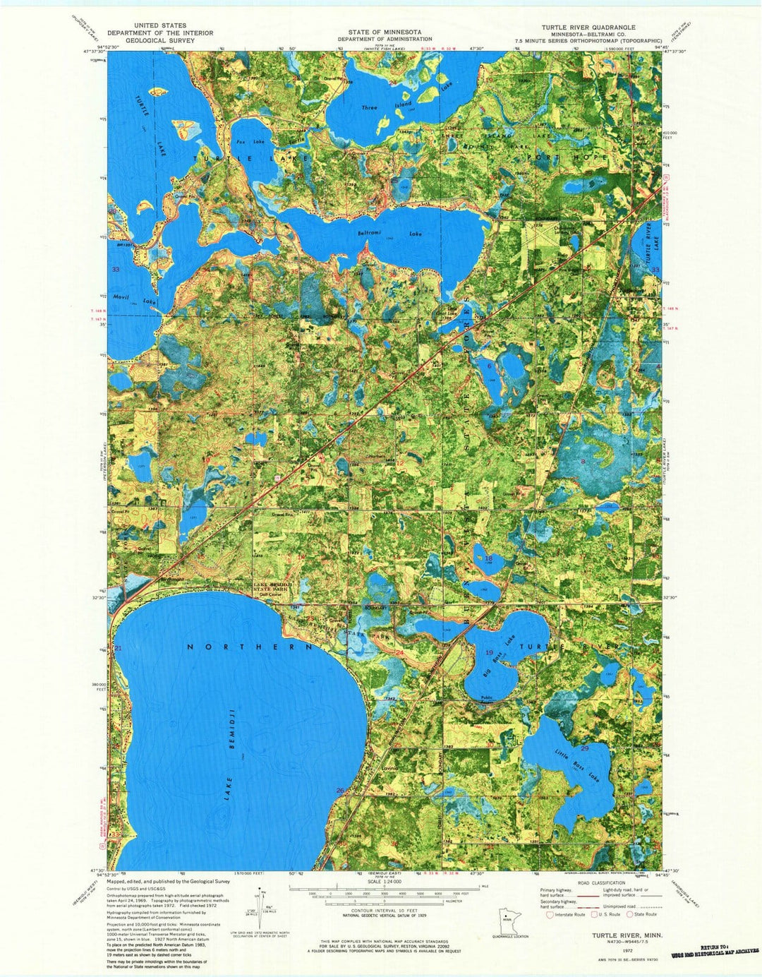 1972 Turtle River, MN - Minnesota - USGS Topographic Map