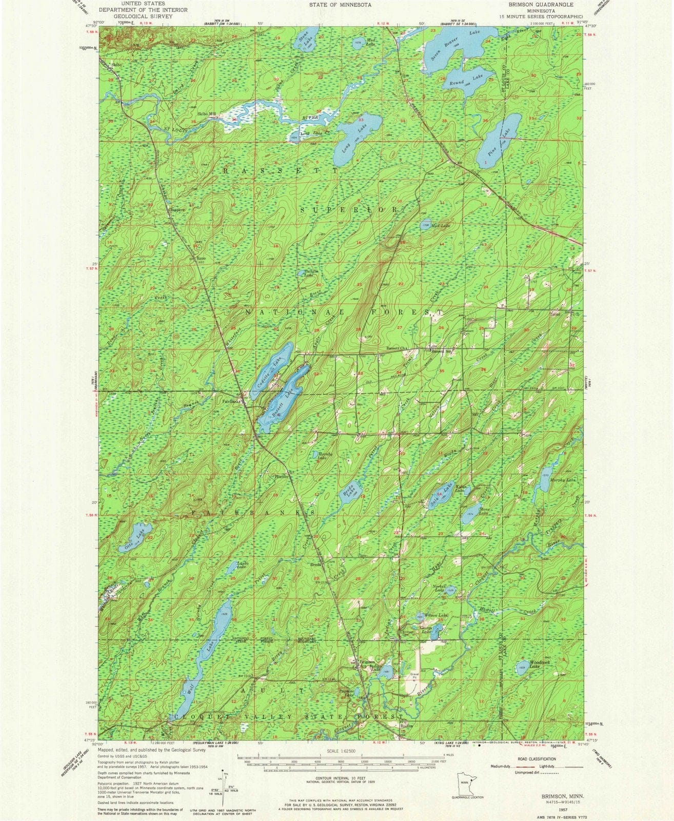 1957 Brimson, MN - Minnesota - USGS Topographic Map
