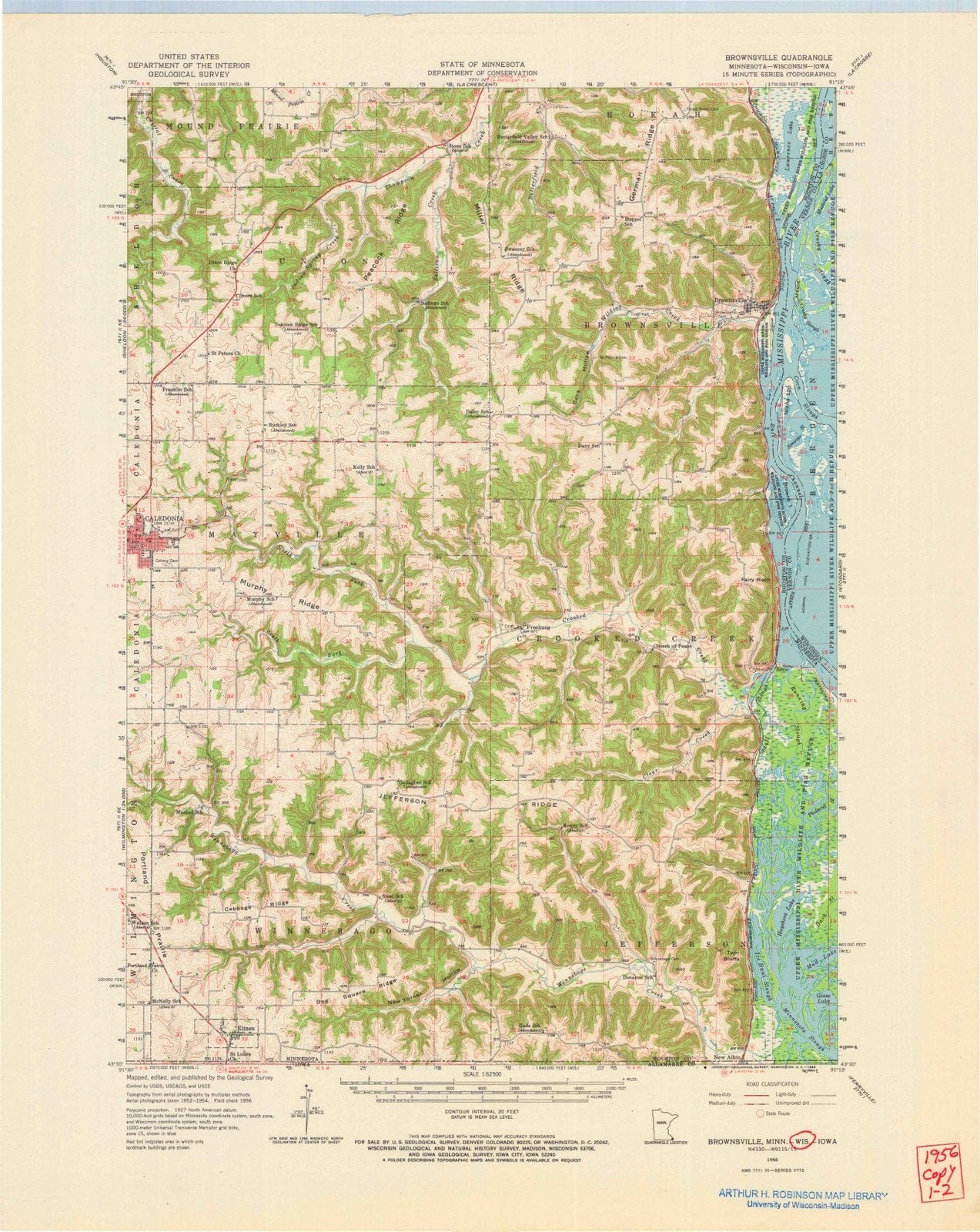 1956 Brownsville, MN - Minnesota - USGS Topographic Map
