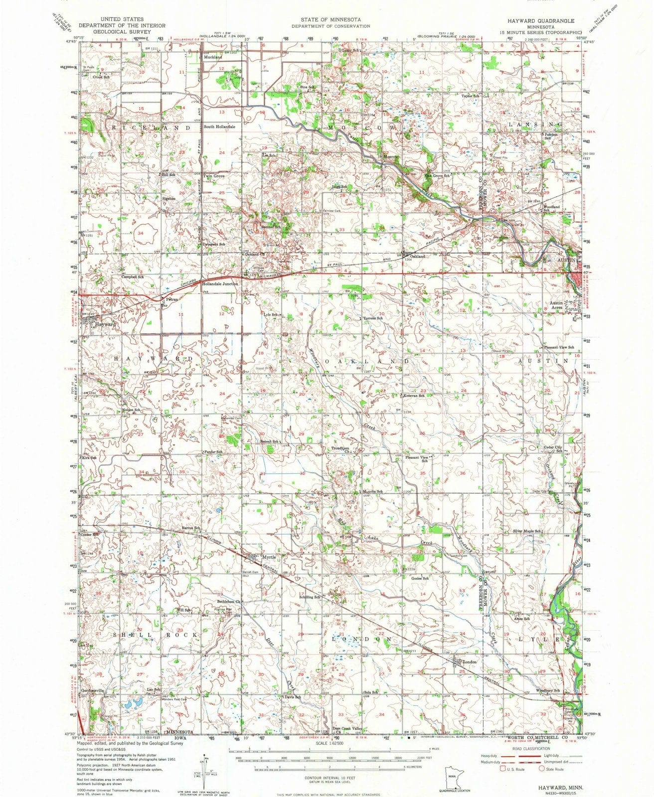 1954 Hayward, MN - Minnesota - USGS Topographic Map