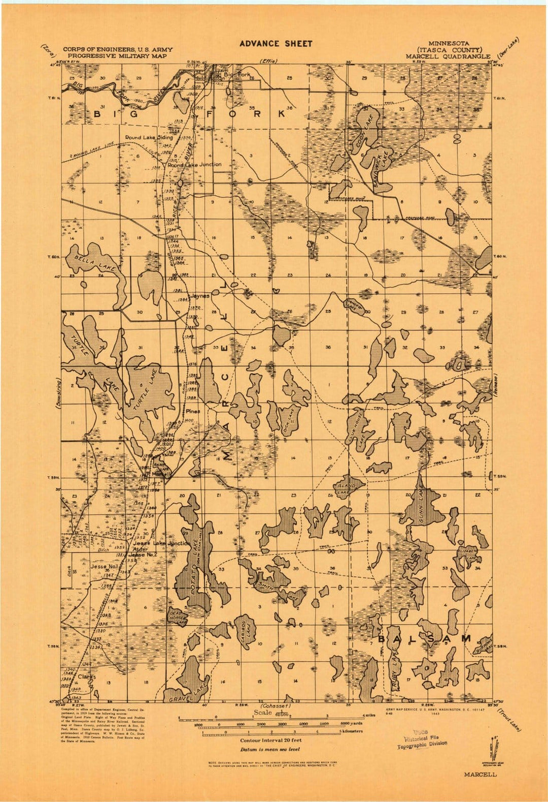 1919 Marcell, MN - Minnesota - USGS Topographic Map
