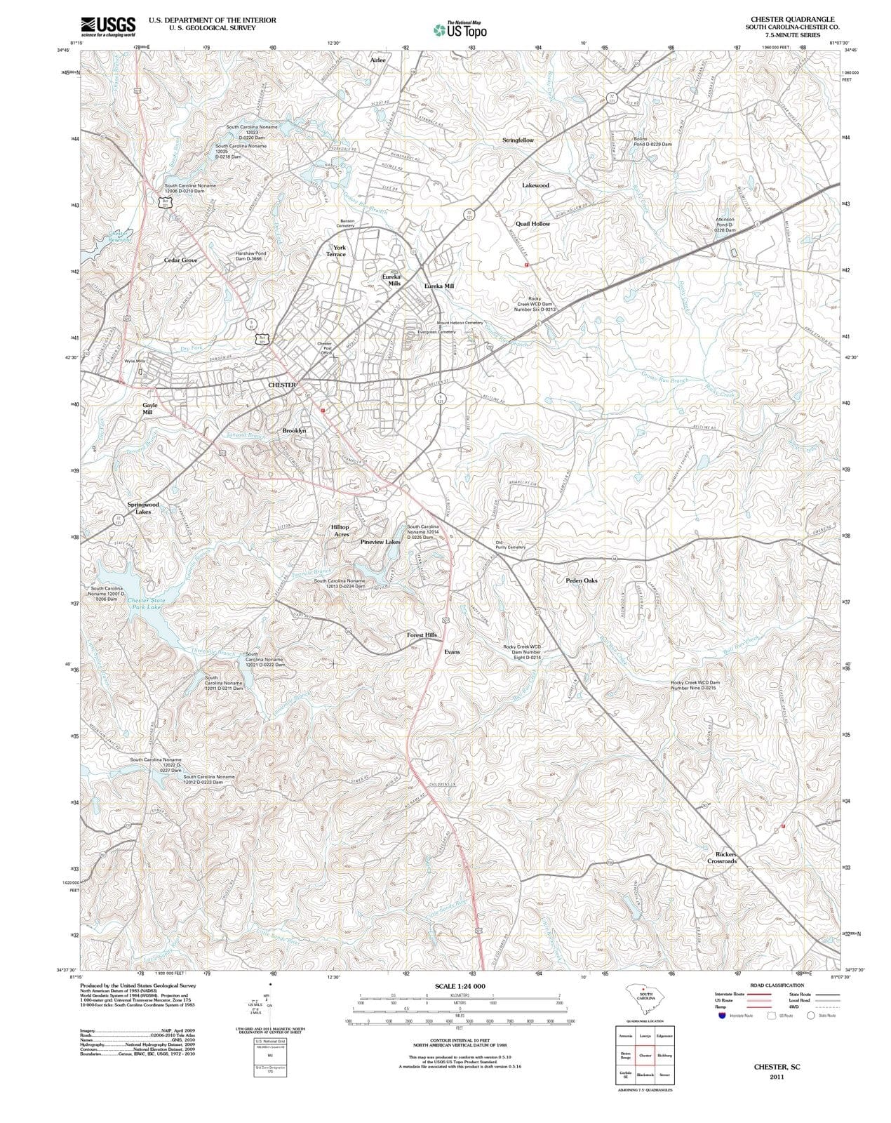 2011 Chester, SC - South Carolina - USGS Topographic Map