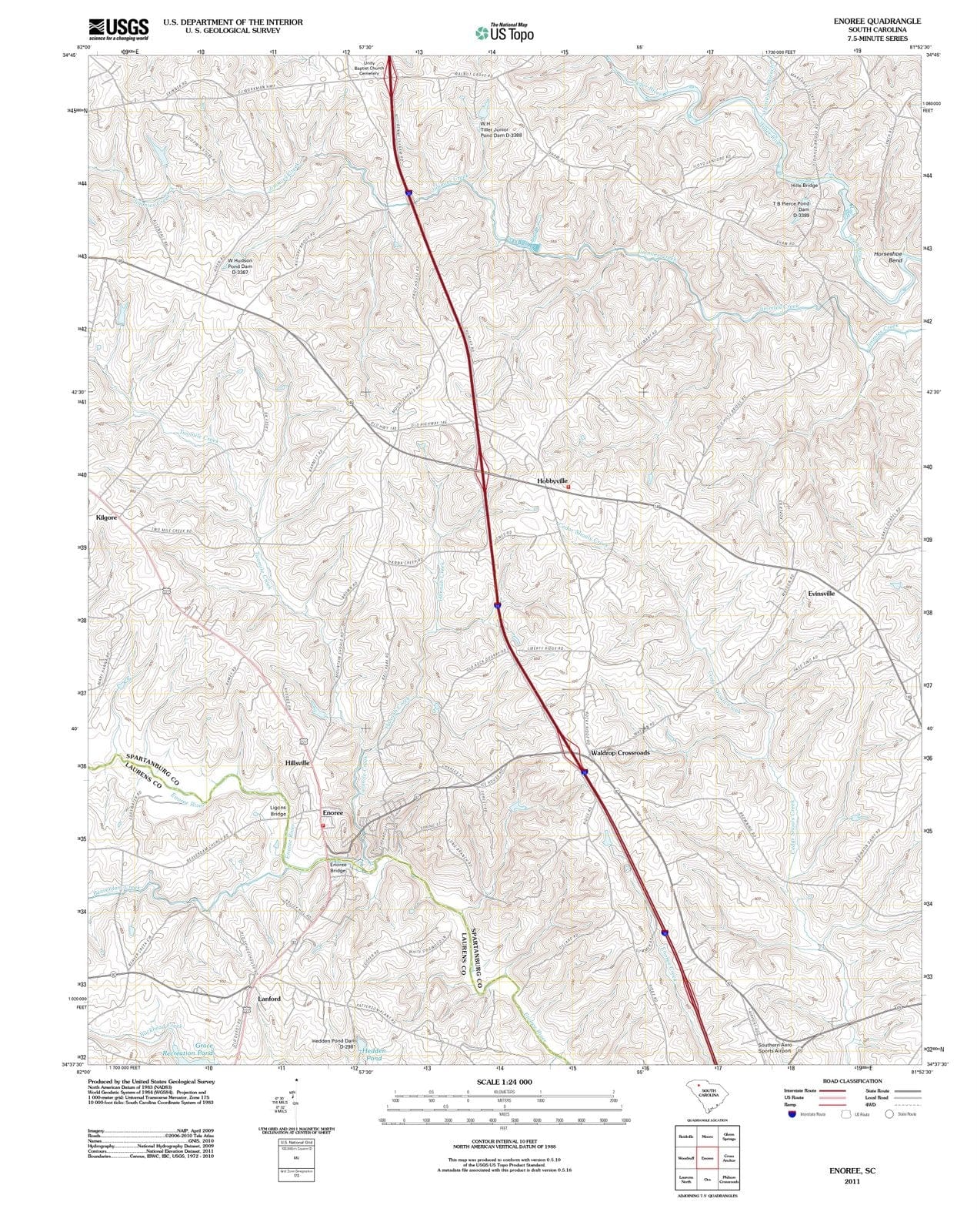 2011 Enoree, SC - South Carolina - USGS Topographic Map