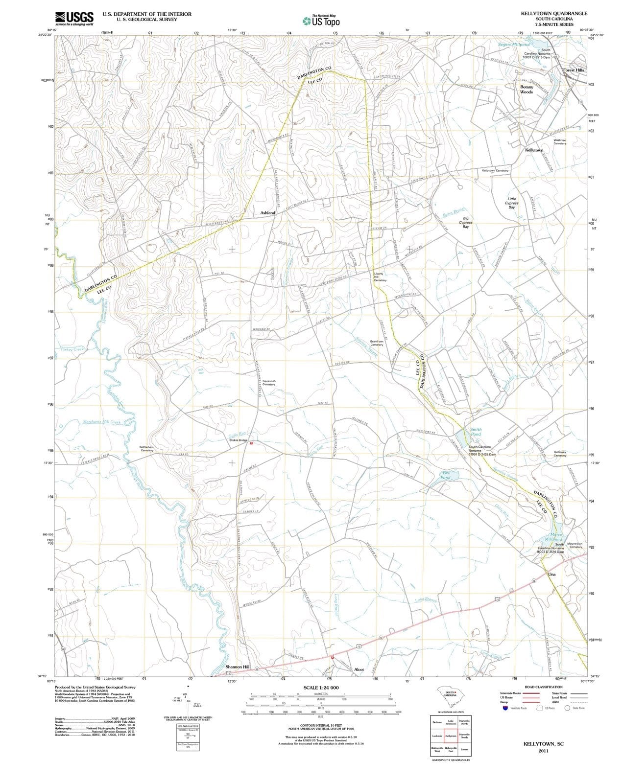 2011 Kellytown, SC - South Carolina - USGS Topographic Map