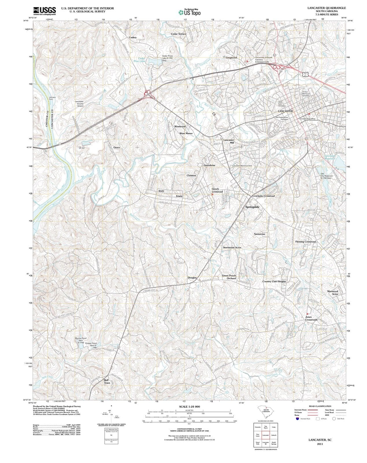 2011 Lancaster, SC - South Carolina - USGS Topographic Map