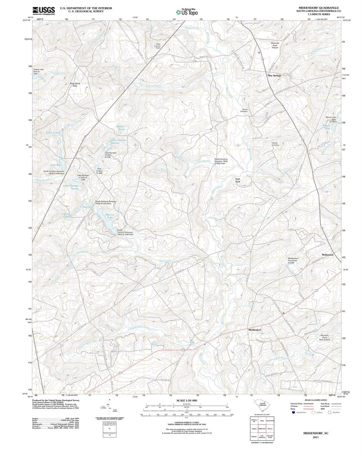 2011 Middendorf, SC - South Carolina - USGS Topographic Map