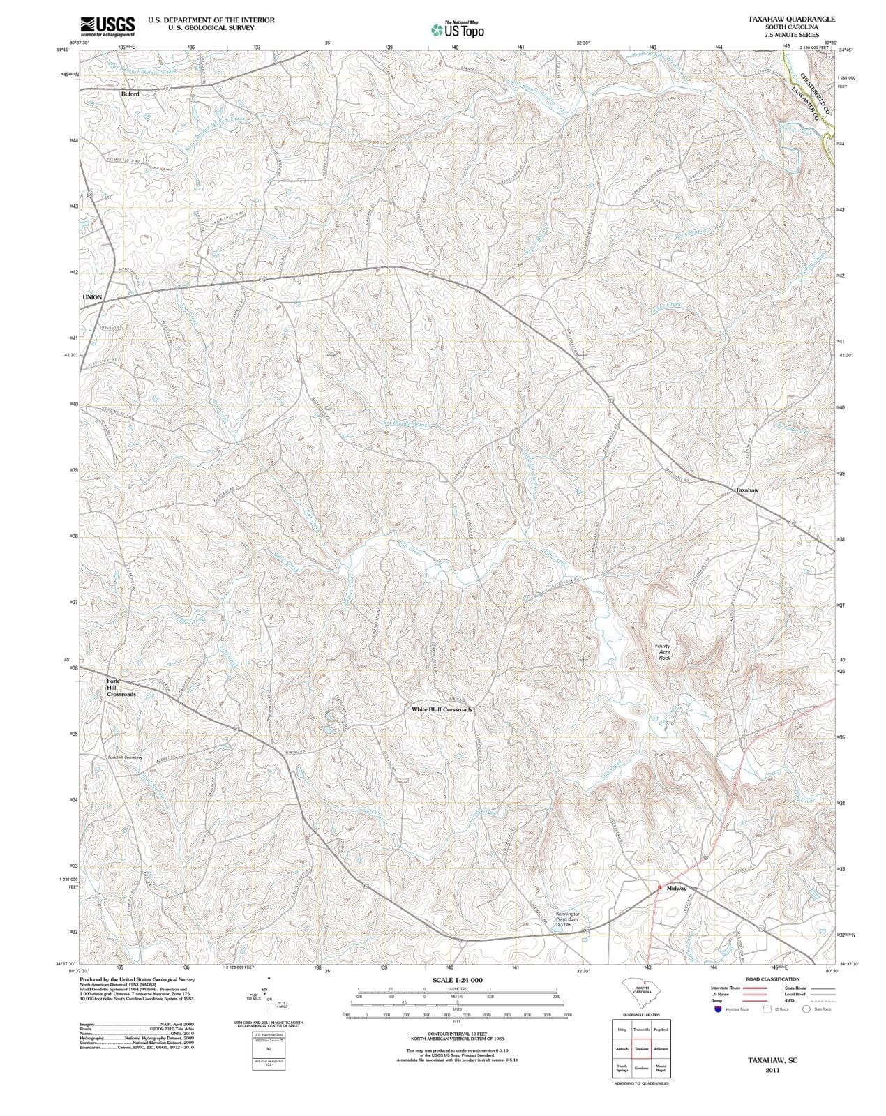 2011 Taxahaw, SC - South Carolina - USGS Topographic Map