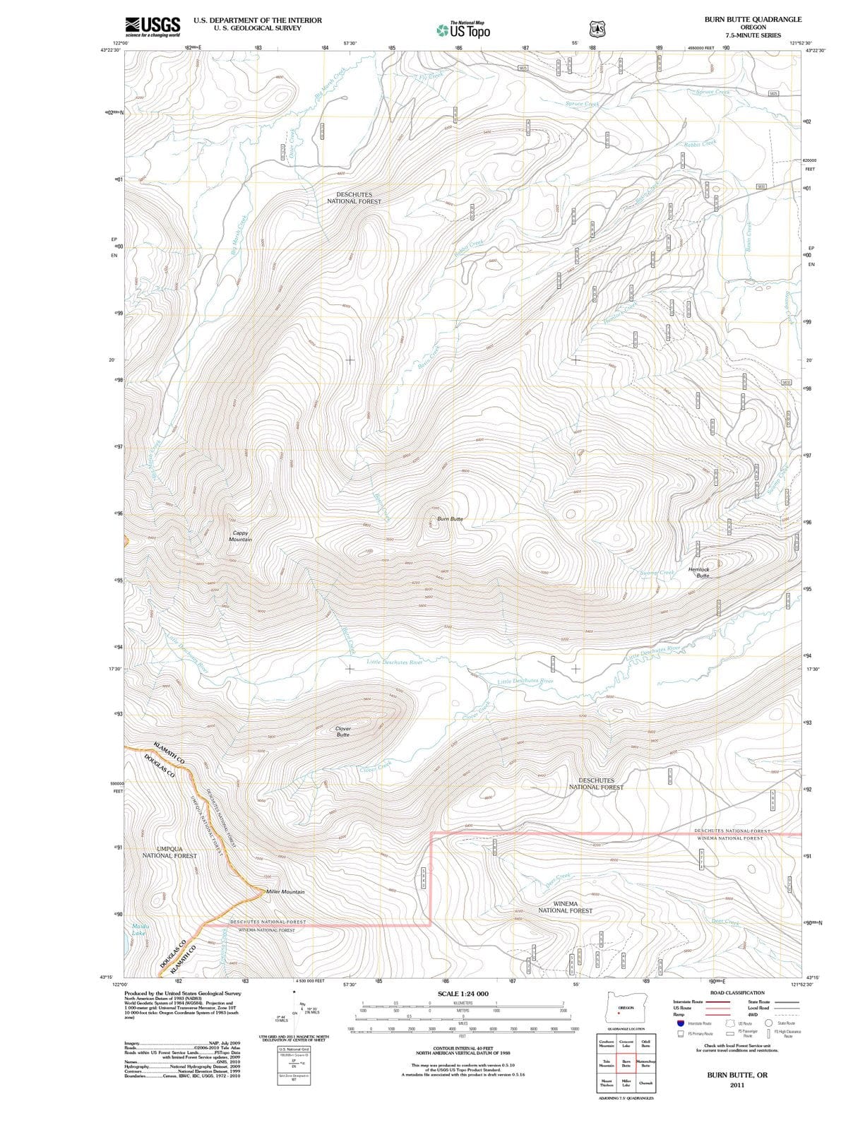 2011 Burn Butte, OR - Oregon - USGS Topographic Map