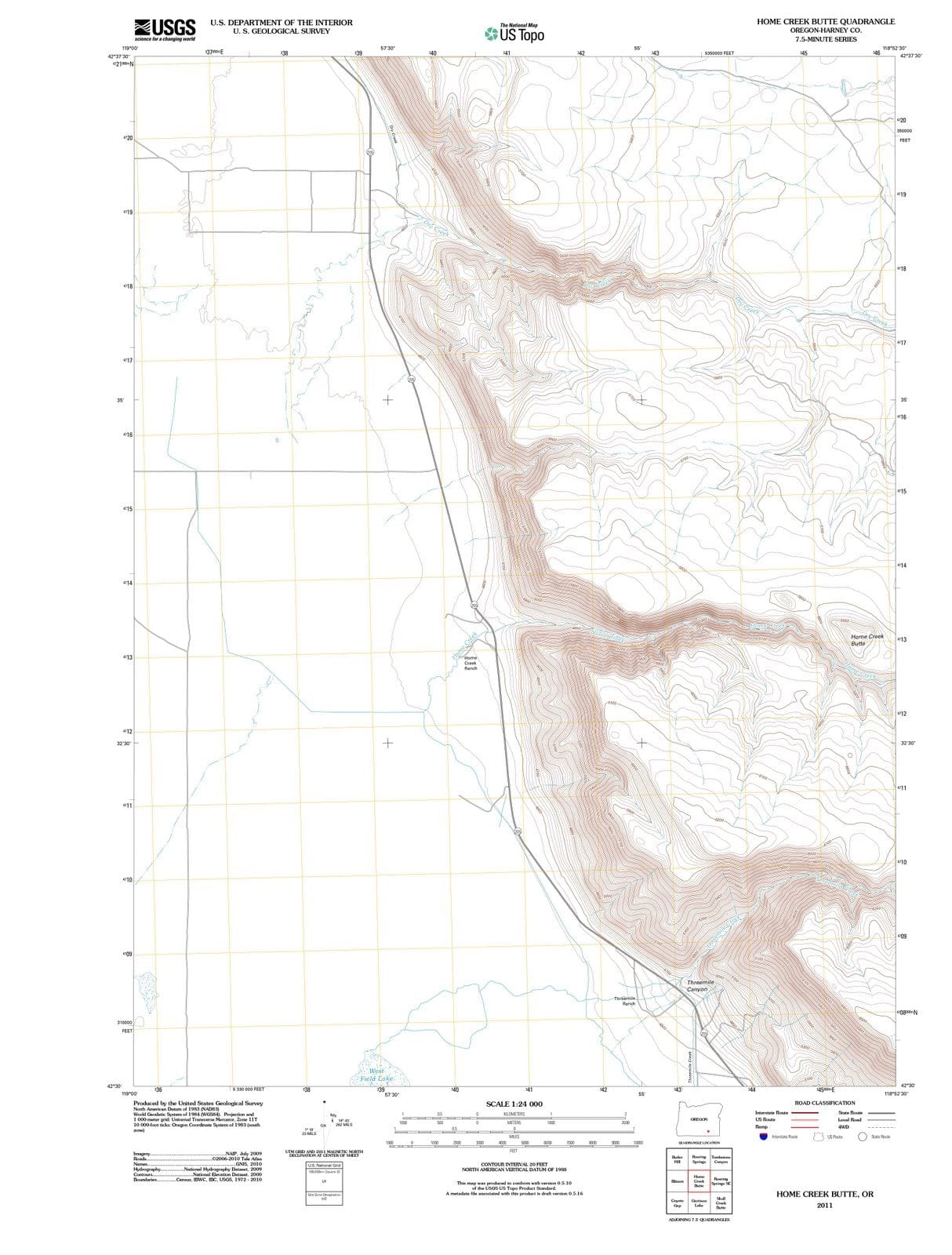 2011 Home Creek Butte, OR - Oregon - USGS Topographic Map